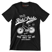 Custom Bike Performance Ride with Pride Classic Bicycle 58 let's ride! INTERNATIONAL MEET UP RIDE BIKE OR DIE BICYCLE COMMUNITY - Bicycle Themed T-Shirt-Black-S-Custom One Express