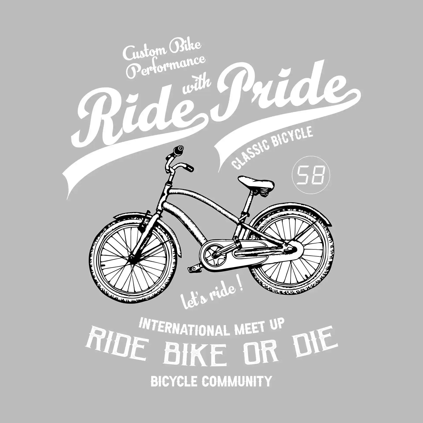 Custom Bike Performance Ride with Pride Classic Bicycle 58 let's ride! INTERNATIONAL MEET UP RIDE BIKE OR DIE BICYCLE COMMUNITY - Bicycle Themed T-Shirt-Black-S-Custom One Express
