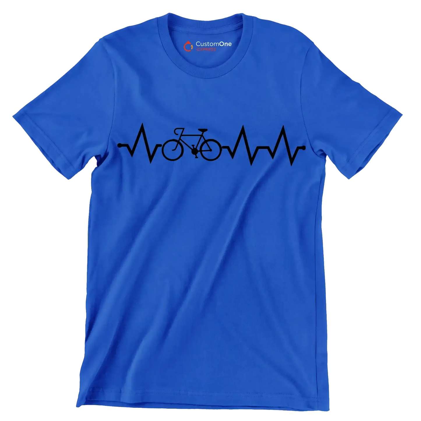 Cycling Heartbeat T-Shirt – Ride with Passion - Bicycle Themed T-Shirt-Blue-S-Custom One Express