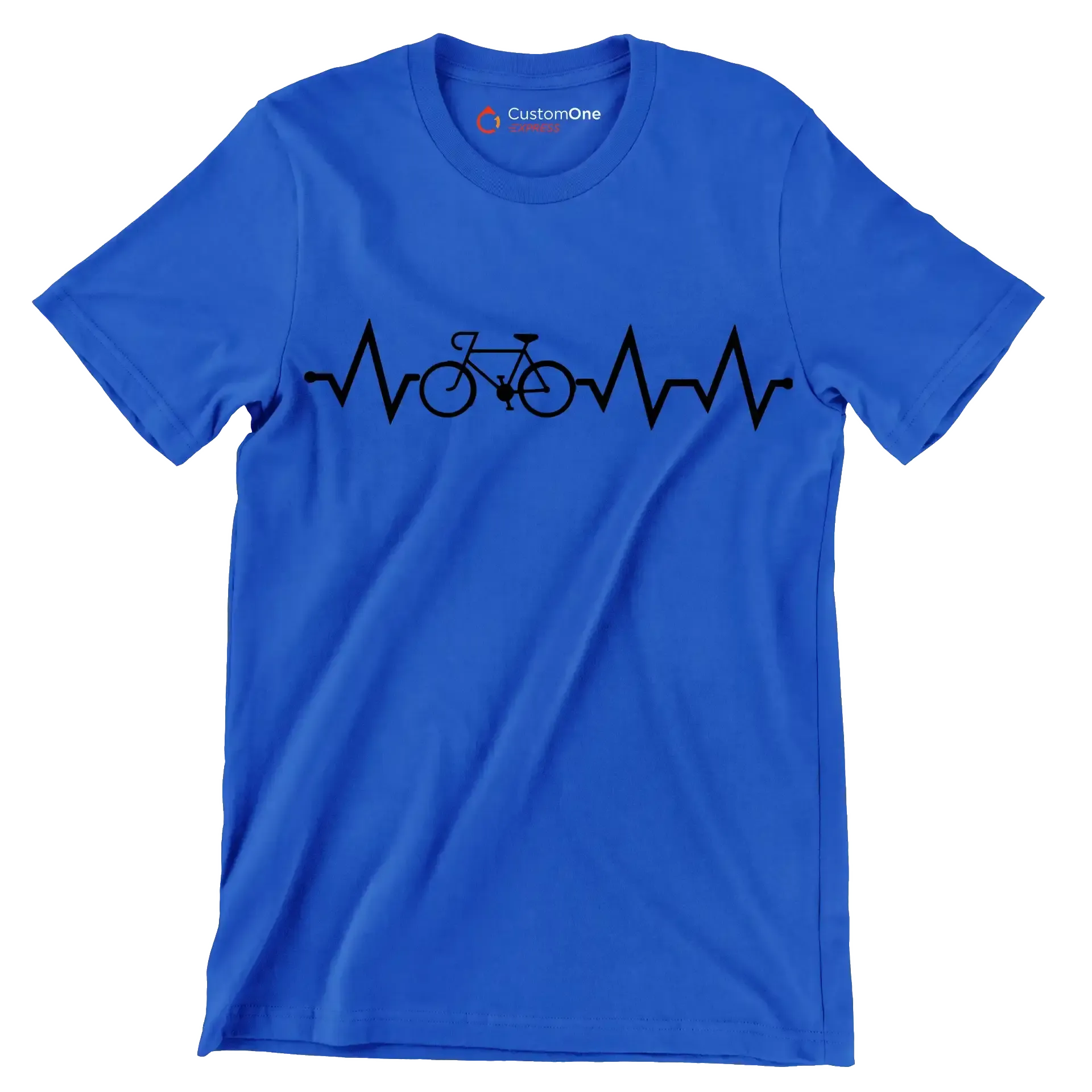 Cycling Heartbeat T-Shirt – Ride with Passion - Bicycle Themed T-Shirt-Blue-S-Custom One Express