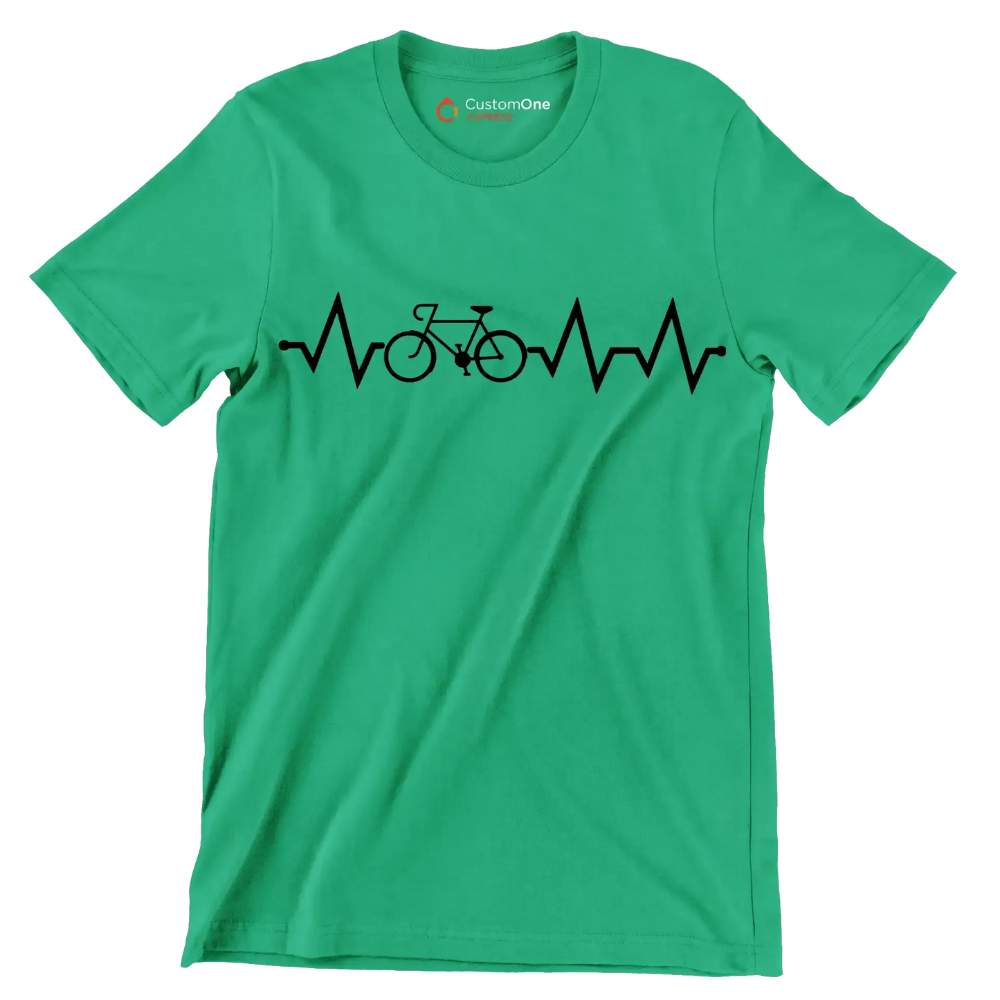 Cycling Heartbeat T-Shirt – Ride with Passion - Bicycle Themed T-Shirt-Green-S-Custom One Express