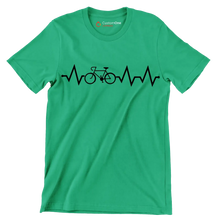 Cycling Heartbeat T-Shirt – Ride with Passion - Bicycle Themed T-Shirt-Green-S-Custom One Express
