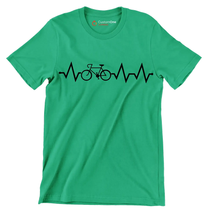 Cycling Heartbeat T-Shirt – Ride with Passion - Bicycle Themed T-Shirt-Green-S-Custom One Express