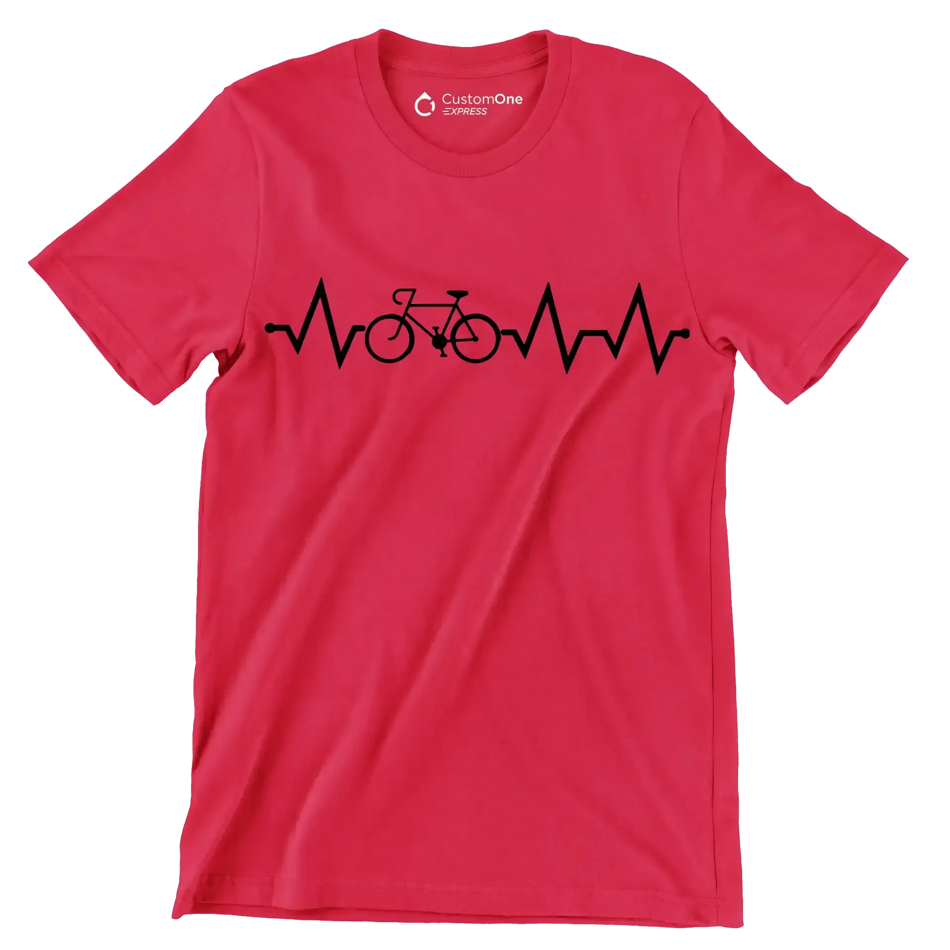 Cycling Heartbeat T-Shirt – Ride with Passion - Bicycle Themed T-Shirt-Red-S-Custom One Express