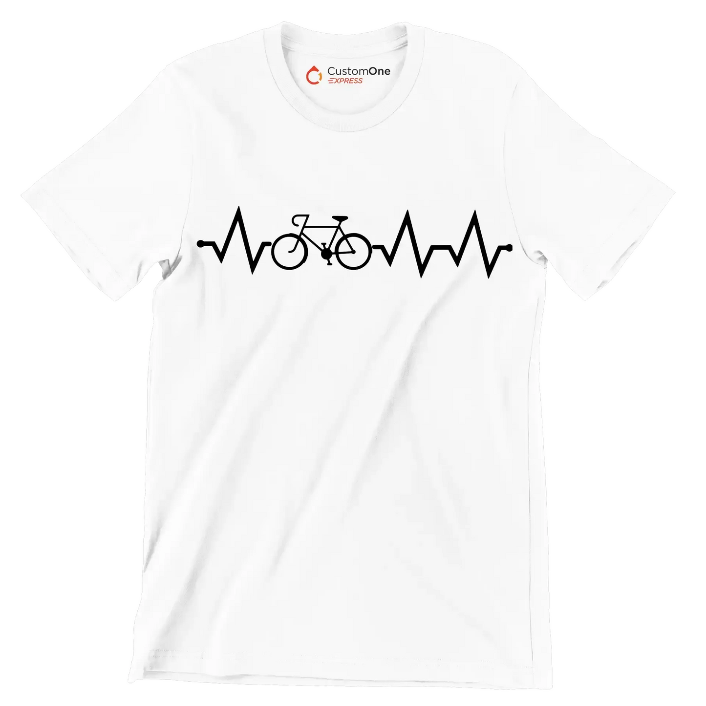 Cycling Heartbeat T-Shirt – Ride with Passion - Bicycle Themed T-Shirt-White-S-Custom One Express