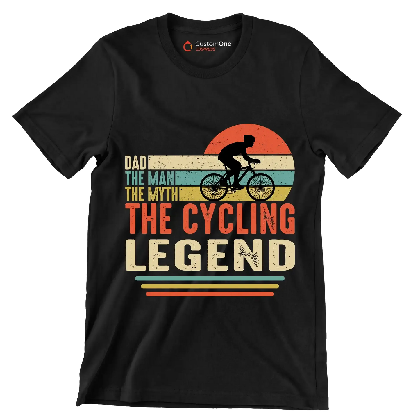 DAD THE MAN THE MYTH THE CYCLING LEGEND - Bicycle Themed T-Shirt-Black-S-Custom One Express