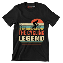 DAD THE MAN THE MYTH THE CYCLING LEGEND - Bicycle Themed T-Shirt-Black-S-Custom One Express