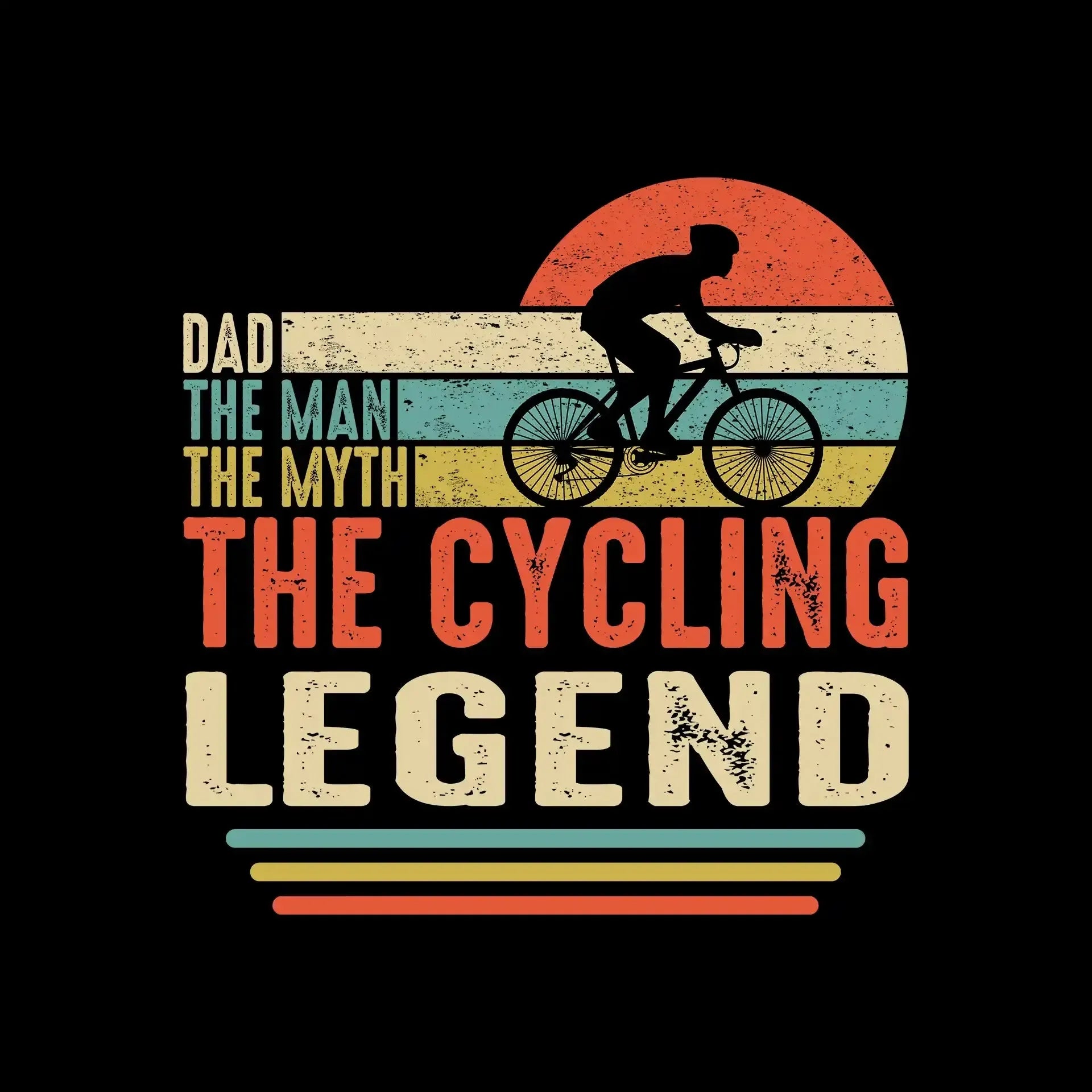 DAD THE MAN THE MYTH THE CYCLING LEGEND - Bicycle Themed T-Shirt-Black-S-Custom One Express