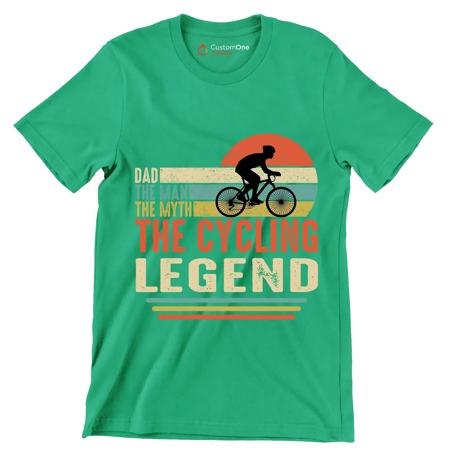 DAD THE MAN THE MYTH THE CYCLING LEGEND - Bicycle Themed T-Shirt-Green-S-Custom One Express