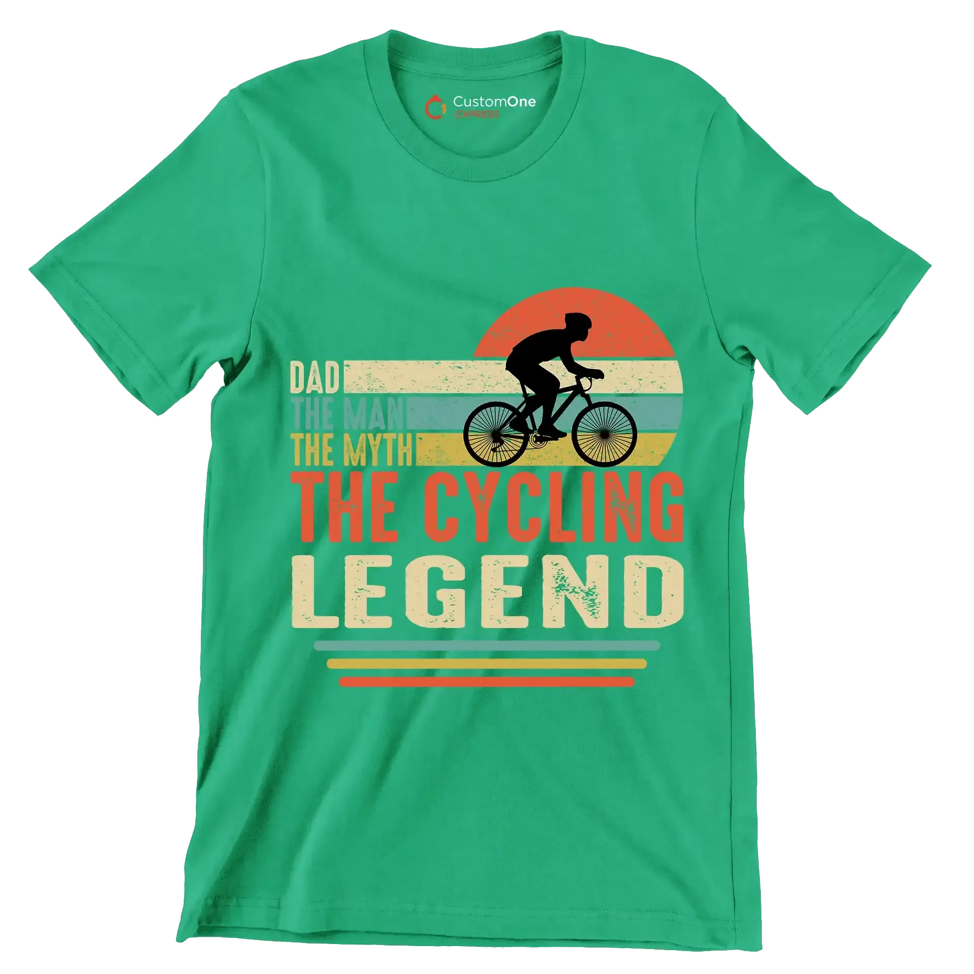 DAD THE MAN THE MYTH THE CYCLING LEGEND - Bicycle Themed T-Shirt-Green-S-Custom One Express