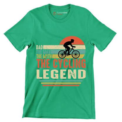 DAD THE MAN THE MYTH THE CYCLING LEGEND - Bicycle Themed T-Shirt-Green-S-Custom One Express