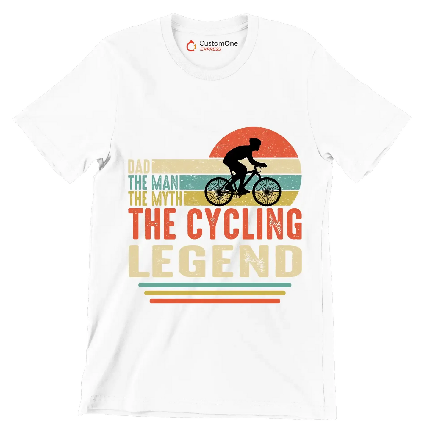 DAD THE MAN THE MYTH THE CYCLING LEGEND - Bicycle Themed T-Shirt-White-S-Custom One Express