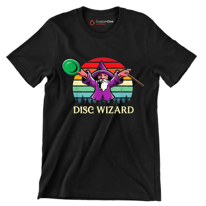 DISC WIZARD - Golf Themed T-Shirt-Black-S-Custom One Express