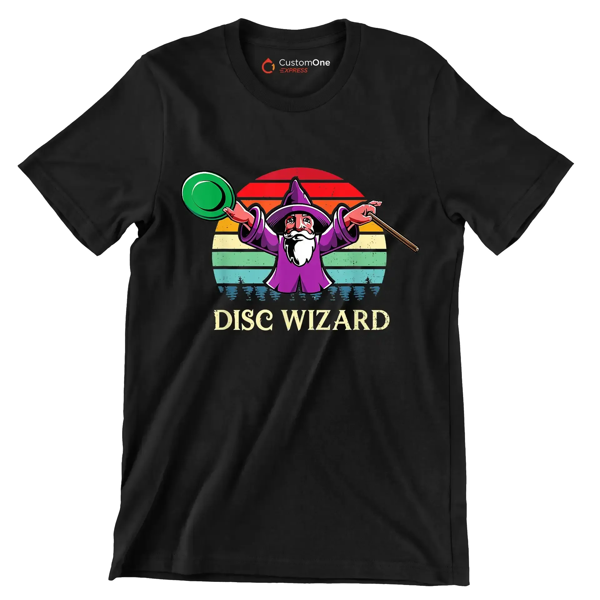 DISC WIZARD - Golf Themed T-Shirt-Black-S-Custom One Express