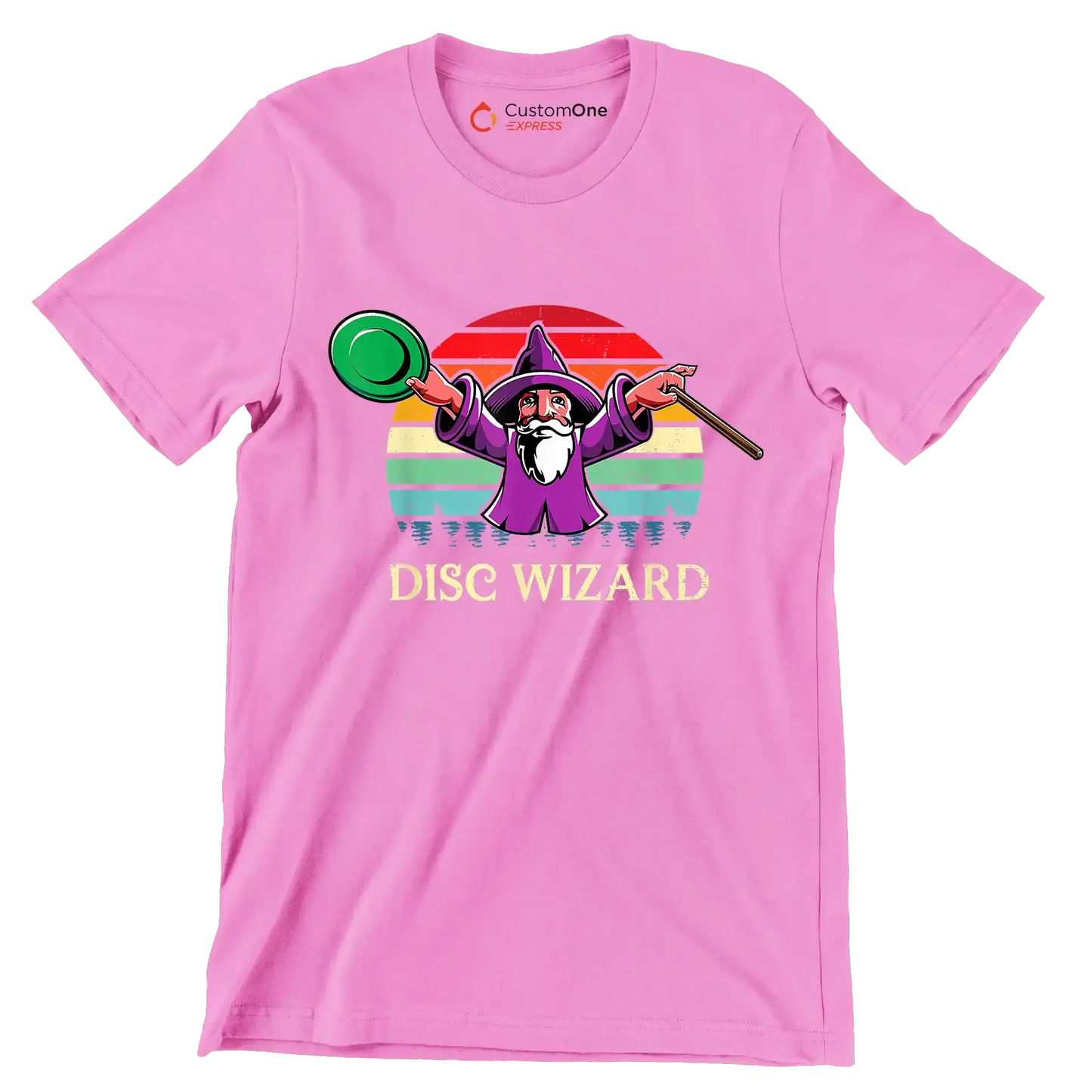 DISC WIZARD - Golf Themed T-Shirt-Pink-S-Custom One Express