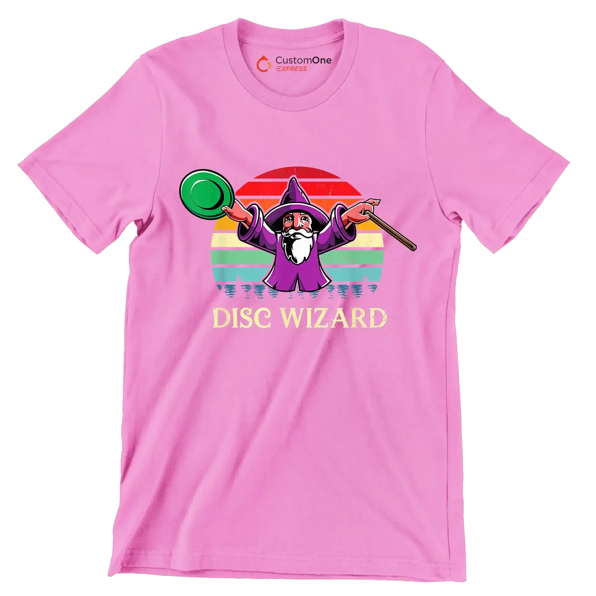 DISC WIZARD - Golf Themed T-Shirt-Pink-S-Custom One Express