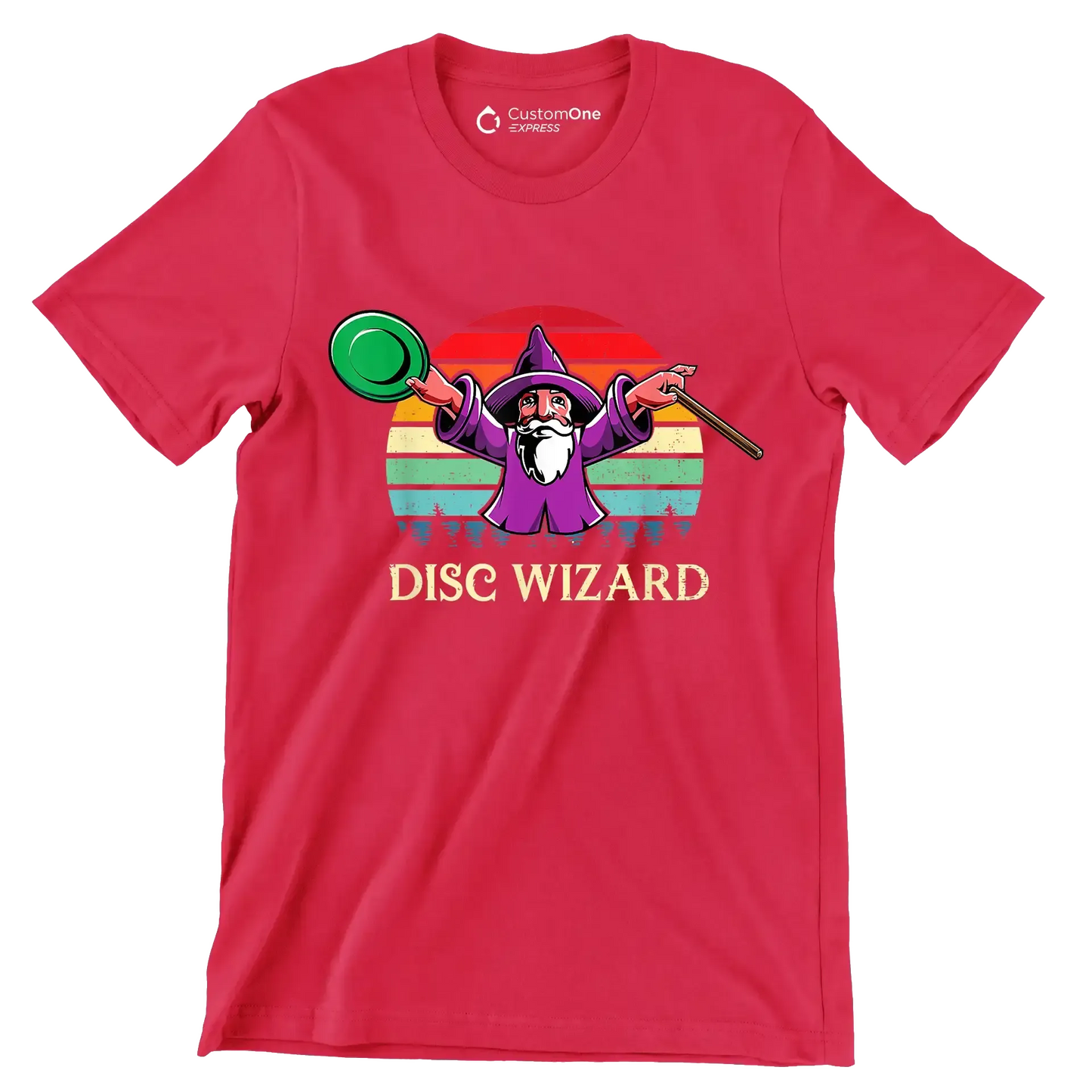 DISC WIZARD - Golf Themed T-Shirt-Red-S-Custom One Express