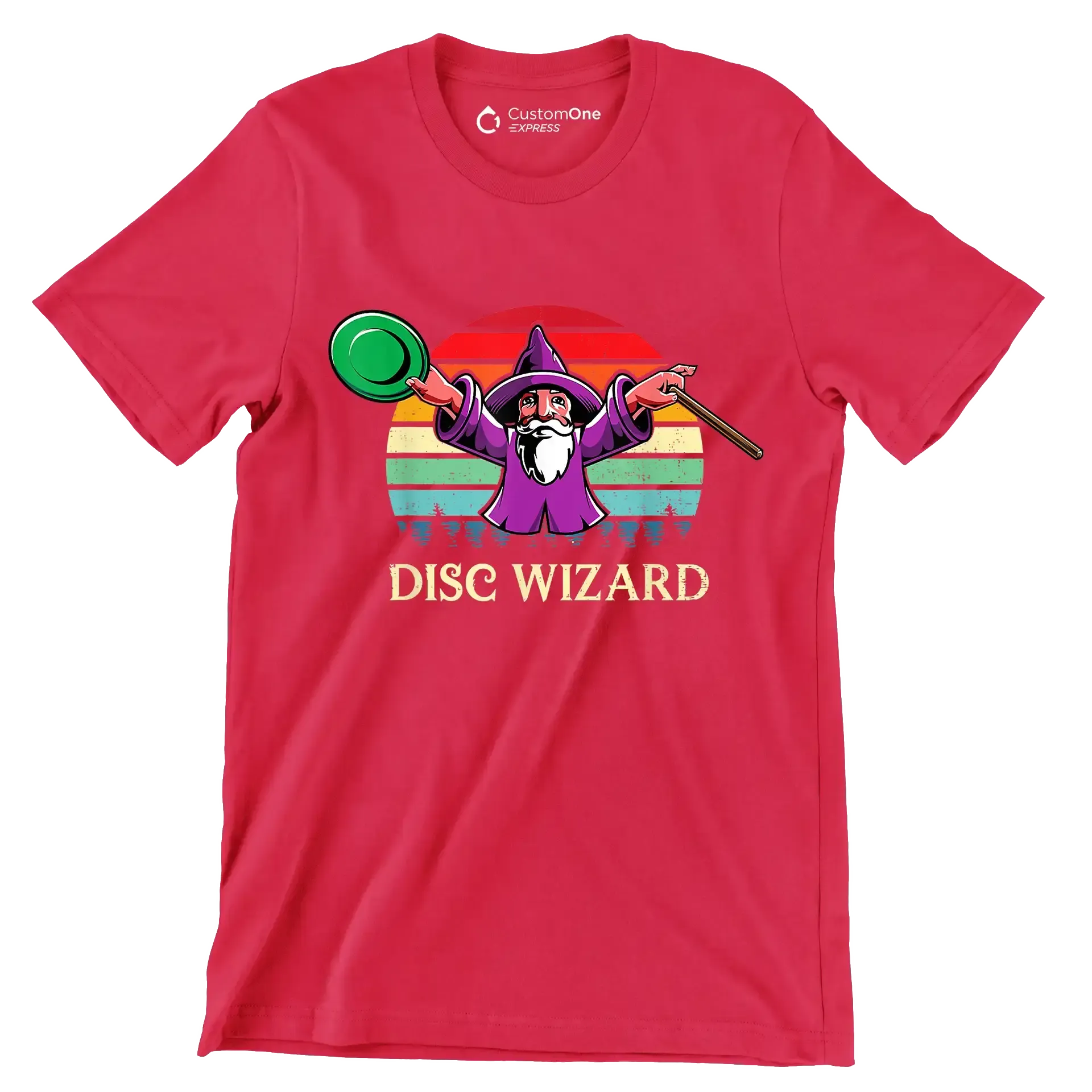 DISC WIZARD - Golf Themed T-Shirt-Red-S-Custom One Express