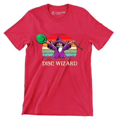 DISC WIZARD - Golf Themed T-Shirt-Red-S-Custom One Express