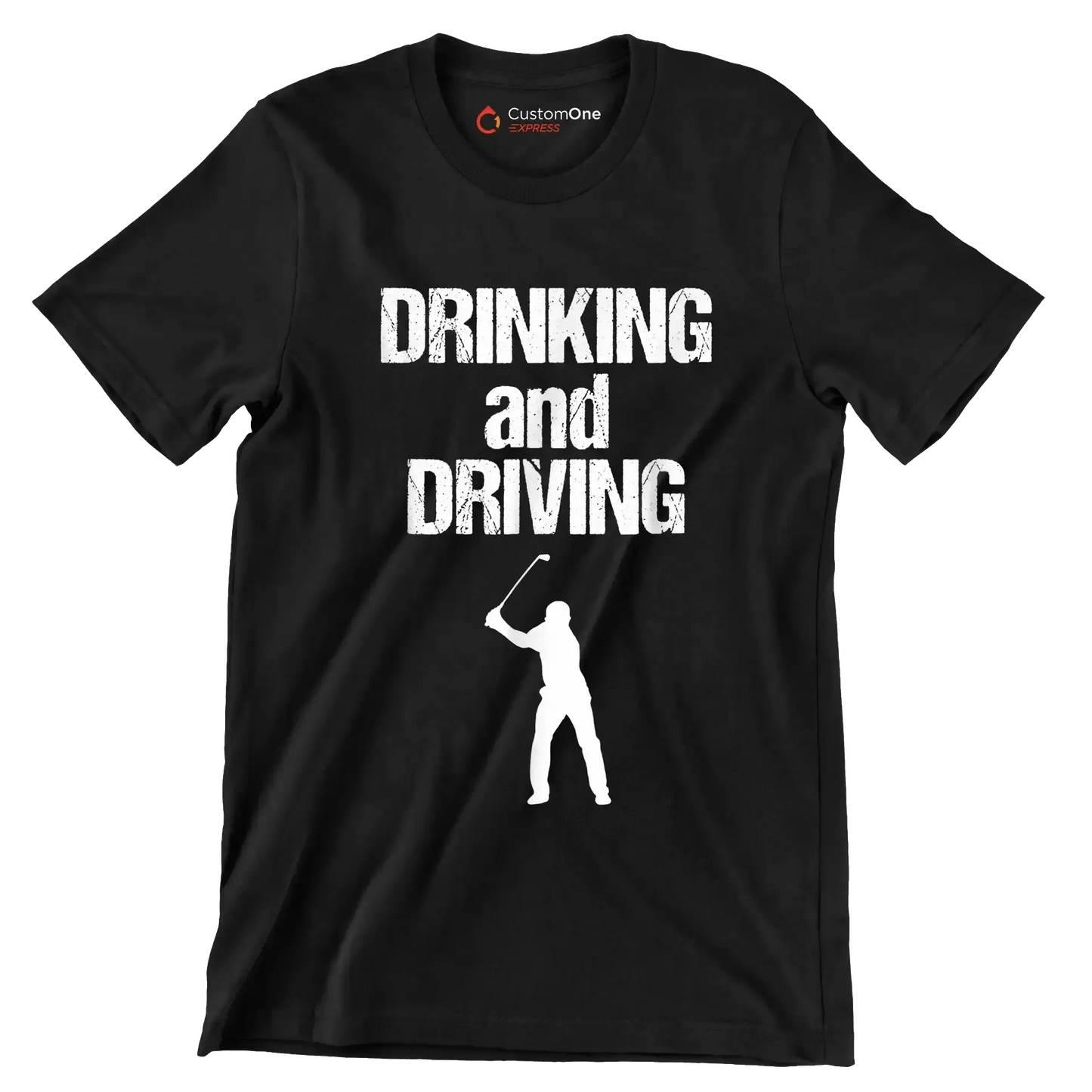 DRINKING and DRIVING - Golf Themed T-Shirt-Black-S-Custom One Express