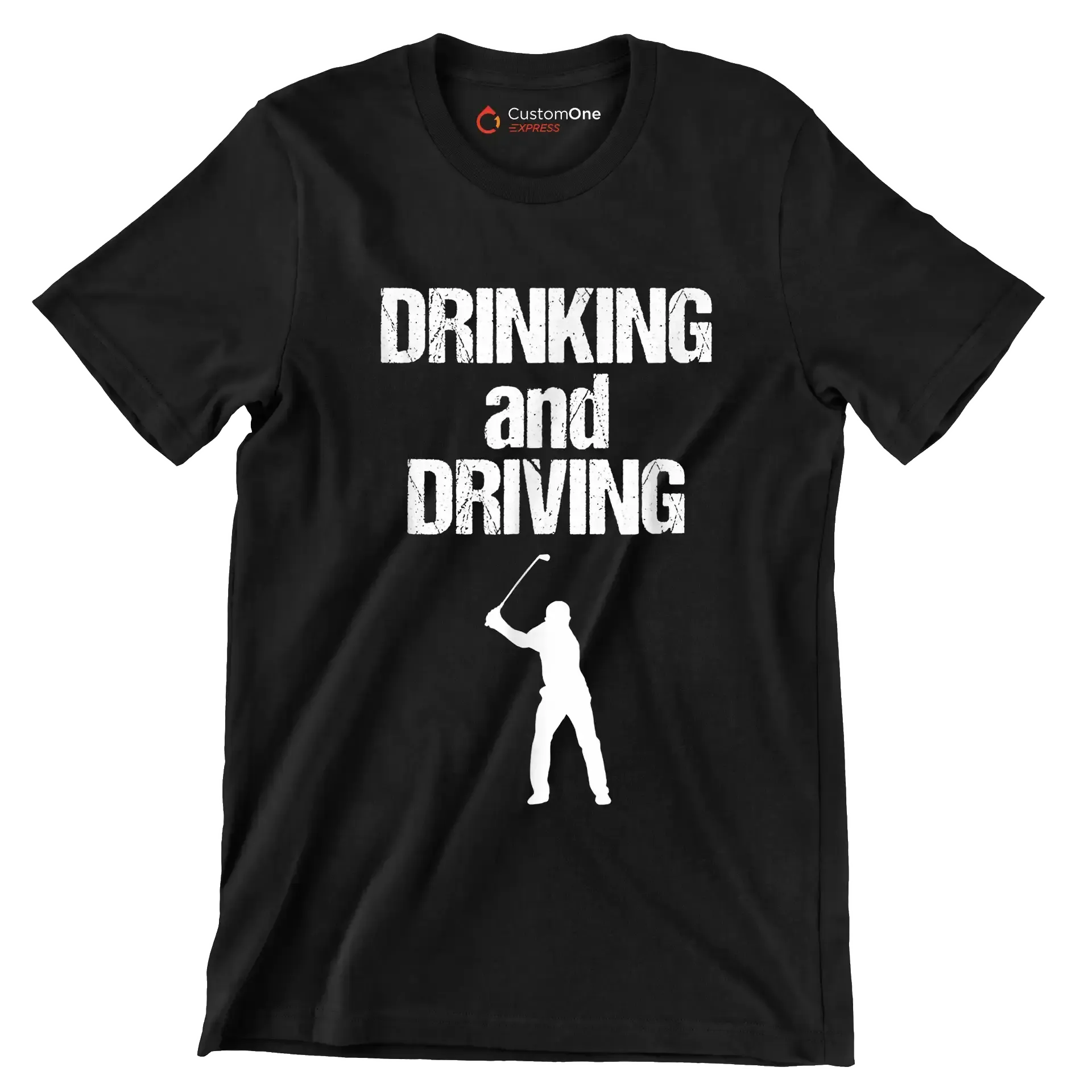 DRINKING and DRIVING - Golf Themed T-Shirt-Black-S-Custom One Express