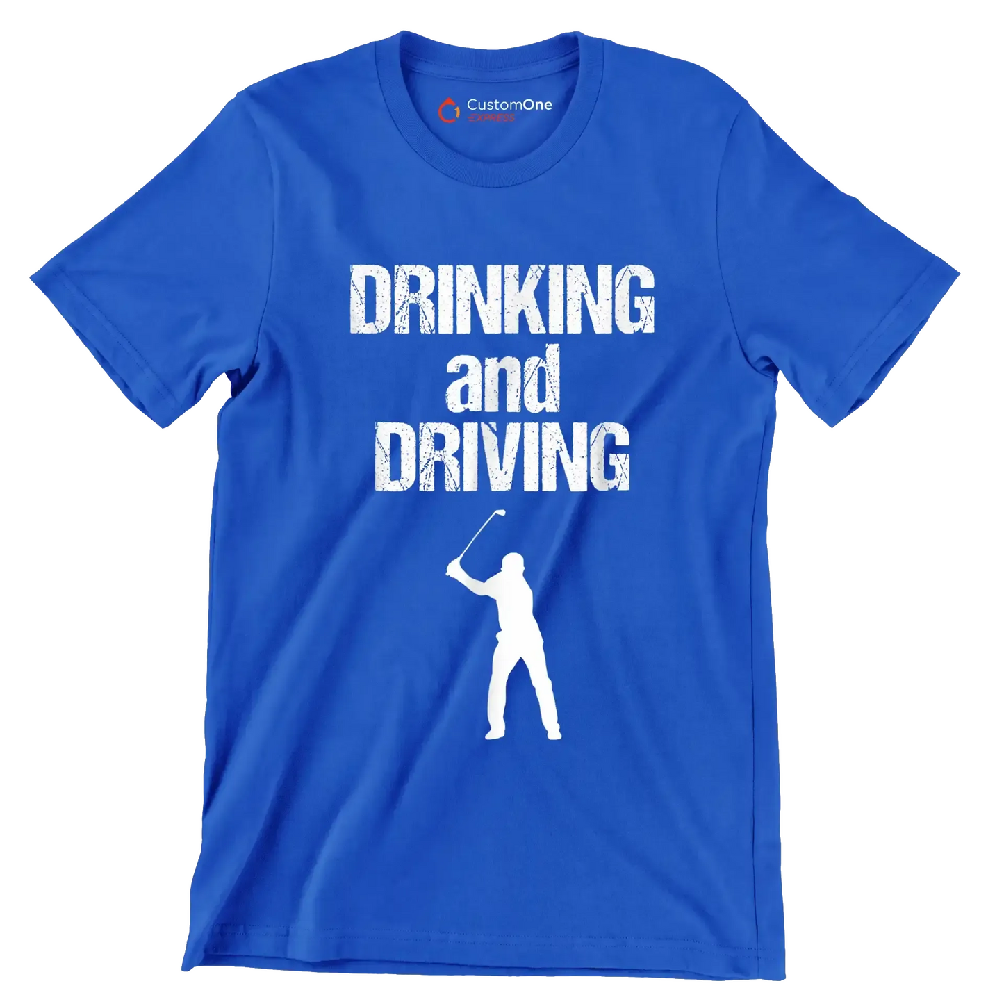 DRINKING and DRIVING - Golf Themed T-Shirt-Blue-S-Custom One Express