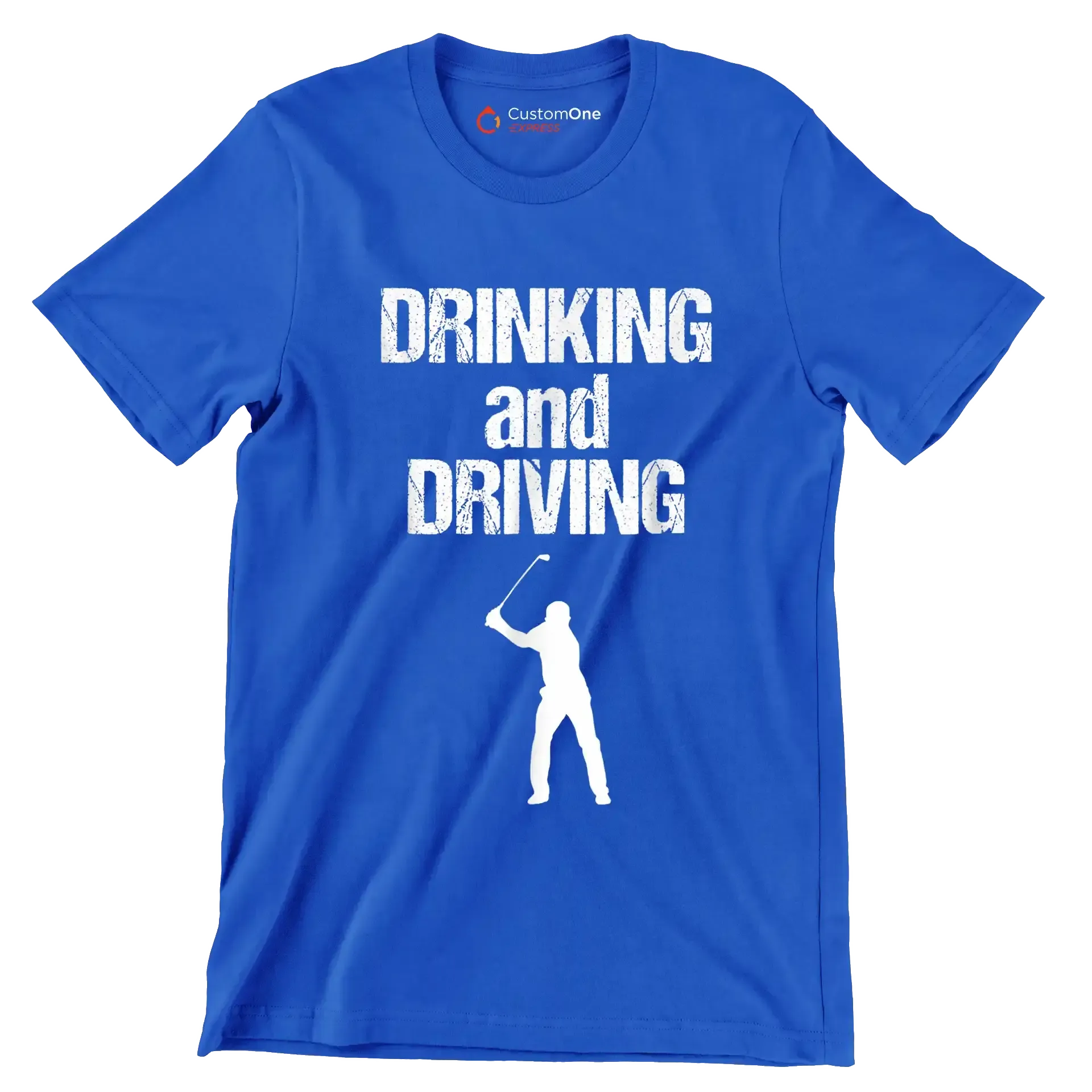 DRINKING and DRIVING - Golf Themed T-Shirt-Blue-S-Custom One Express