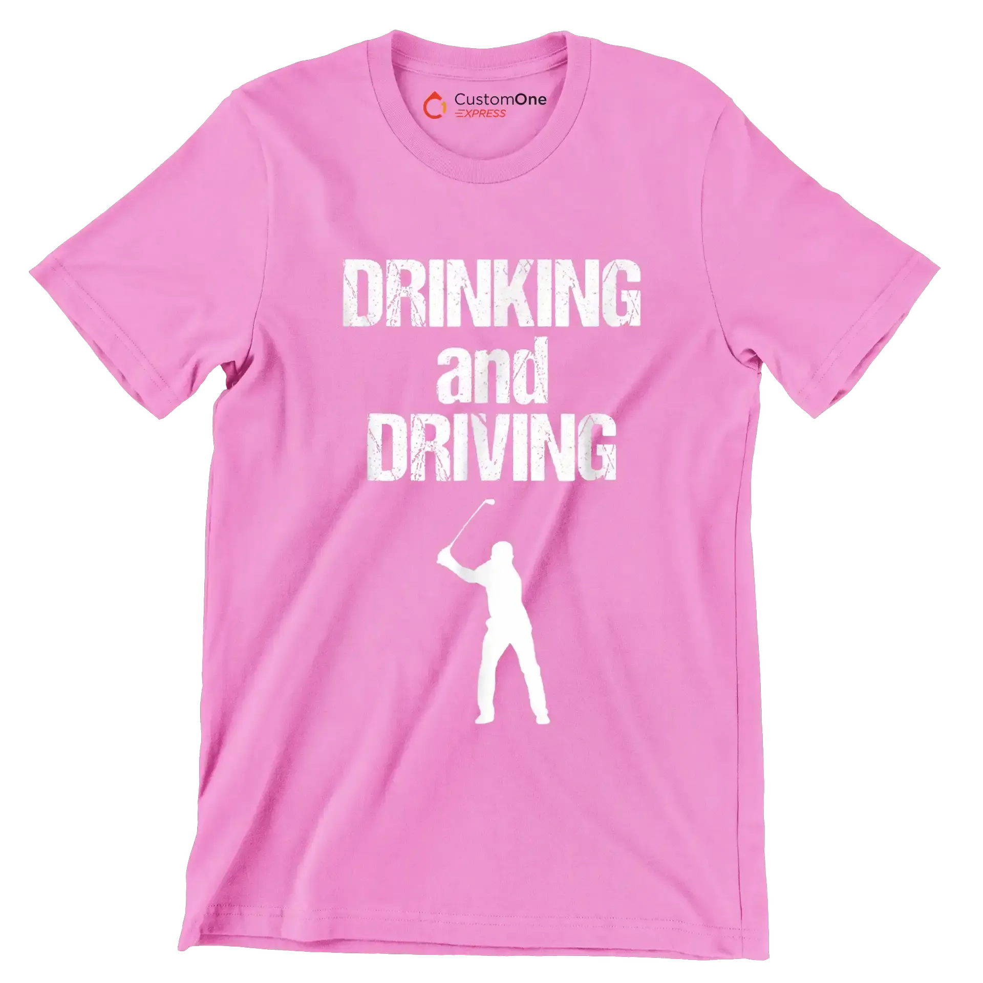 DRINKING and DRIVING - Golf Themed T-Shirt-Pink-S-Custom One Express