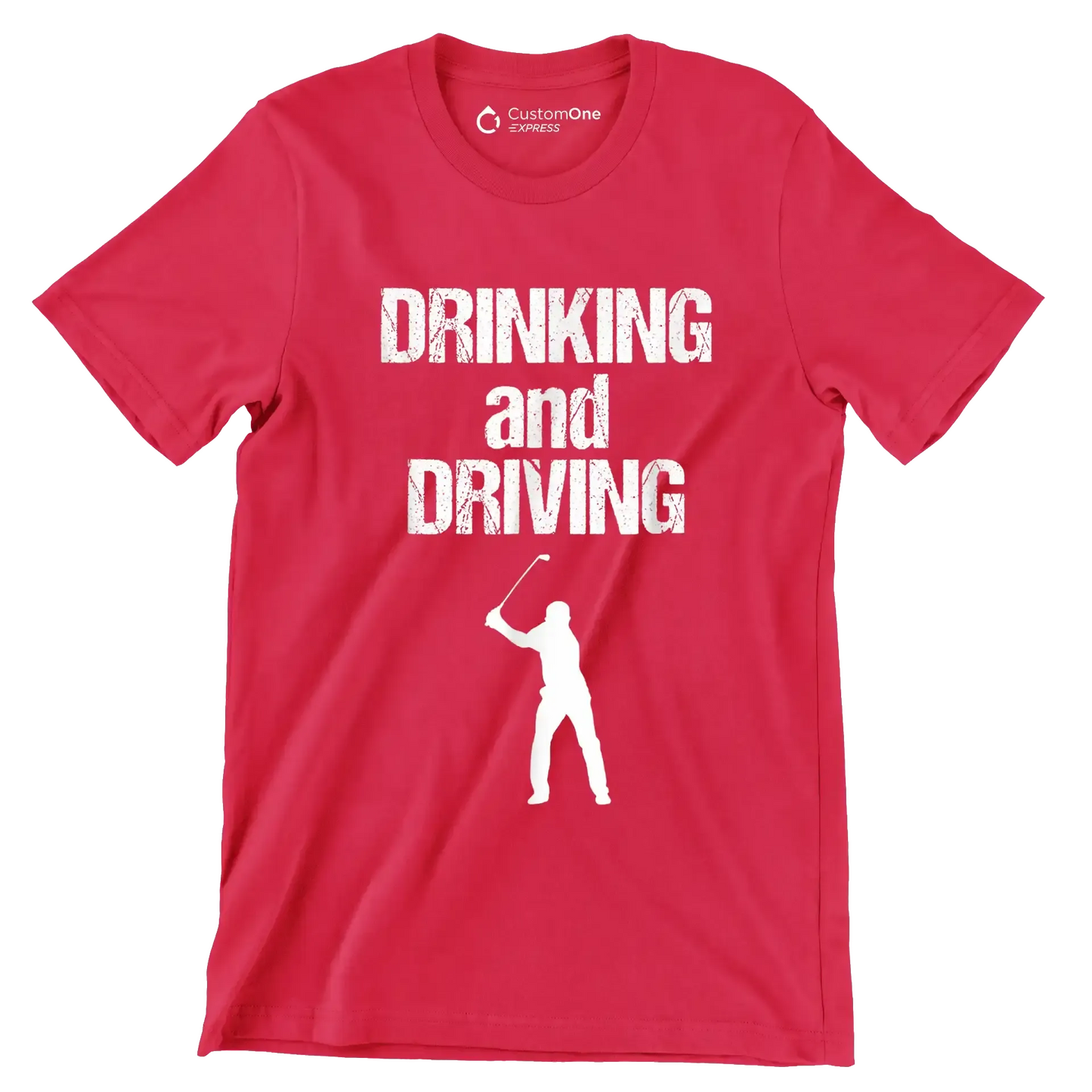 DRINKING and DRIVING - Golf Themed T-Shirt-Red-S-Custom One Express