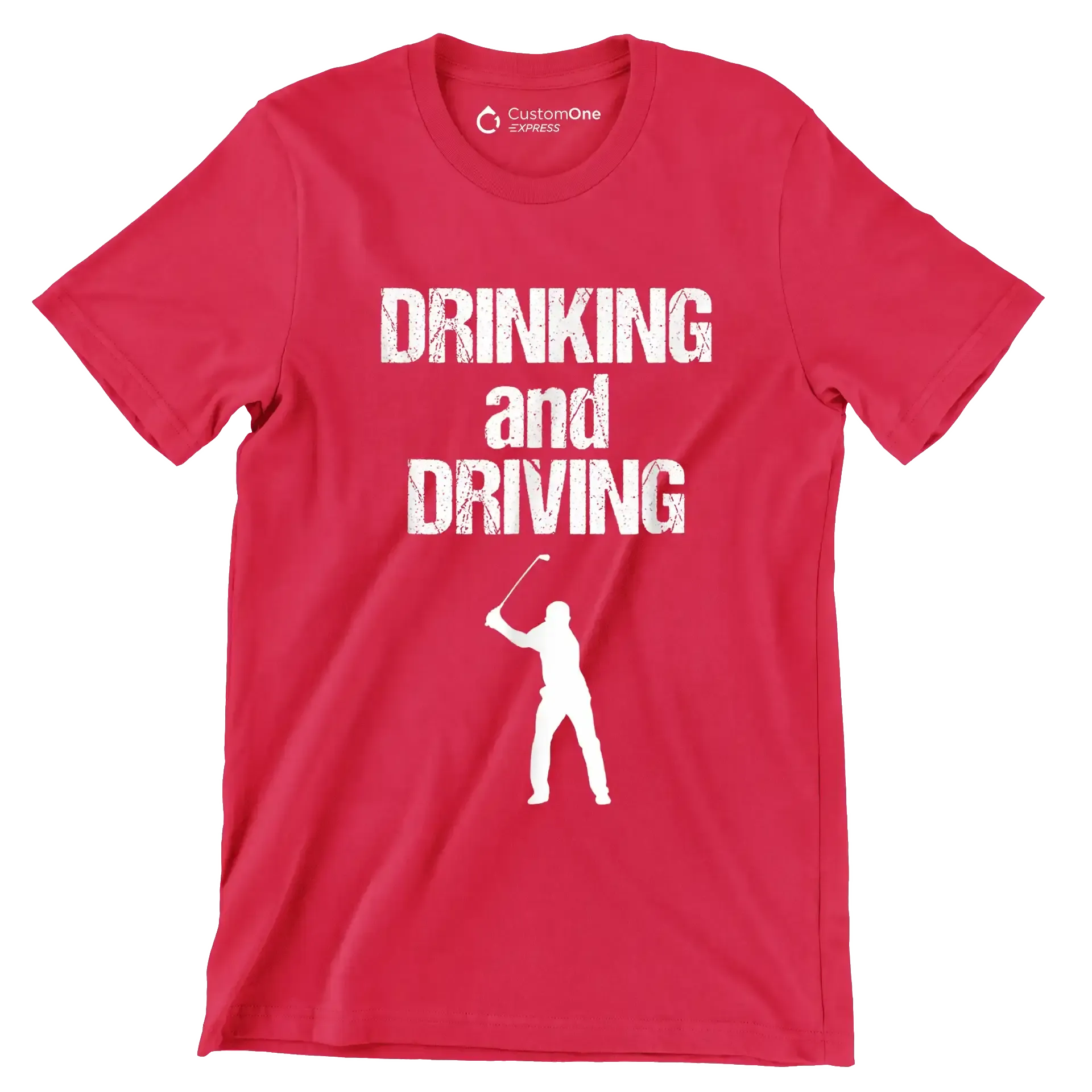 DRINKING and DRIVING - Golf Themed T-Shirt-Red-S-Custom One Express