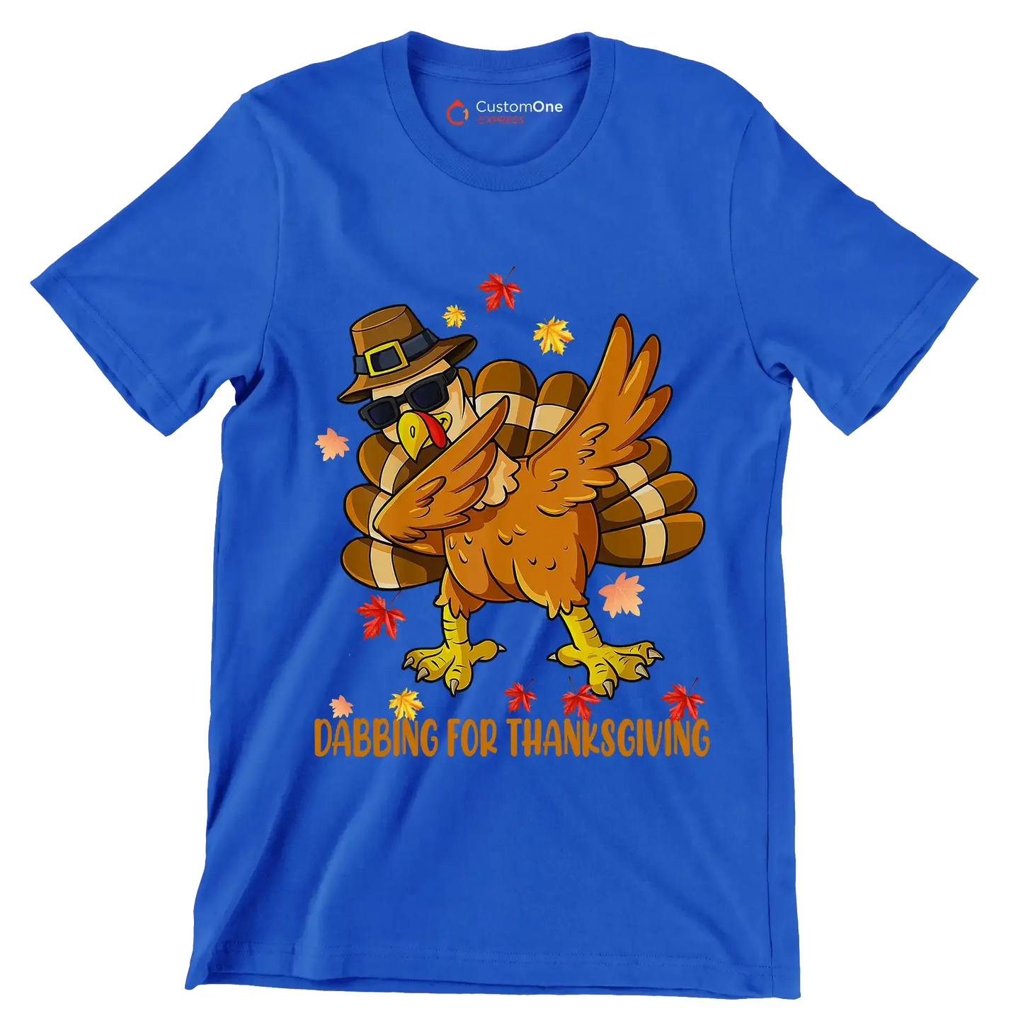 Dabbing For Thanksgiving - Thanksgiving Themed T-Shirt-Blue-S-Custom One Express