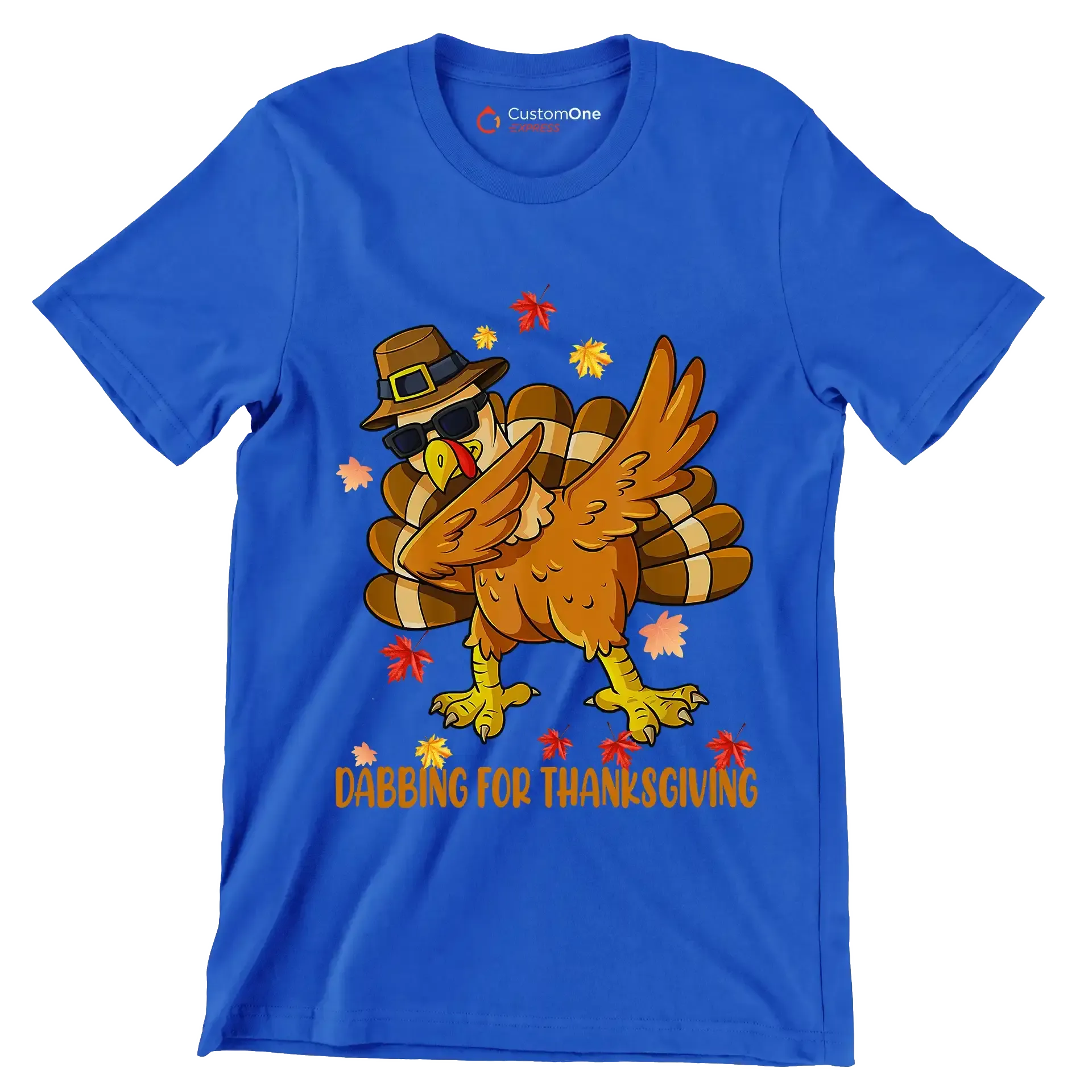Dabbing For Thanksgiving - Thanksgiving Themed T-Shirt-Blue-S-Custom One Express