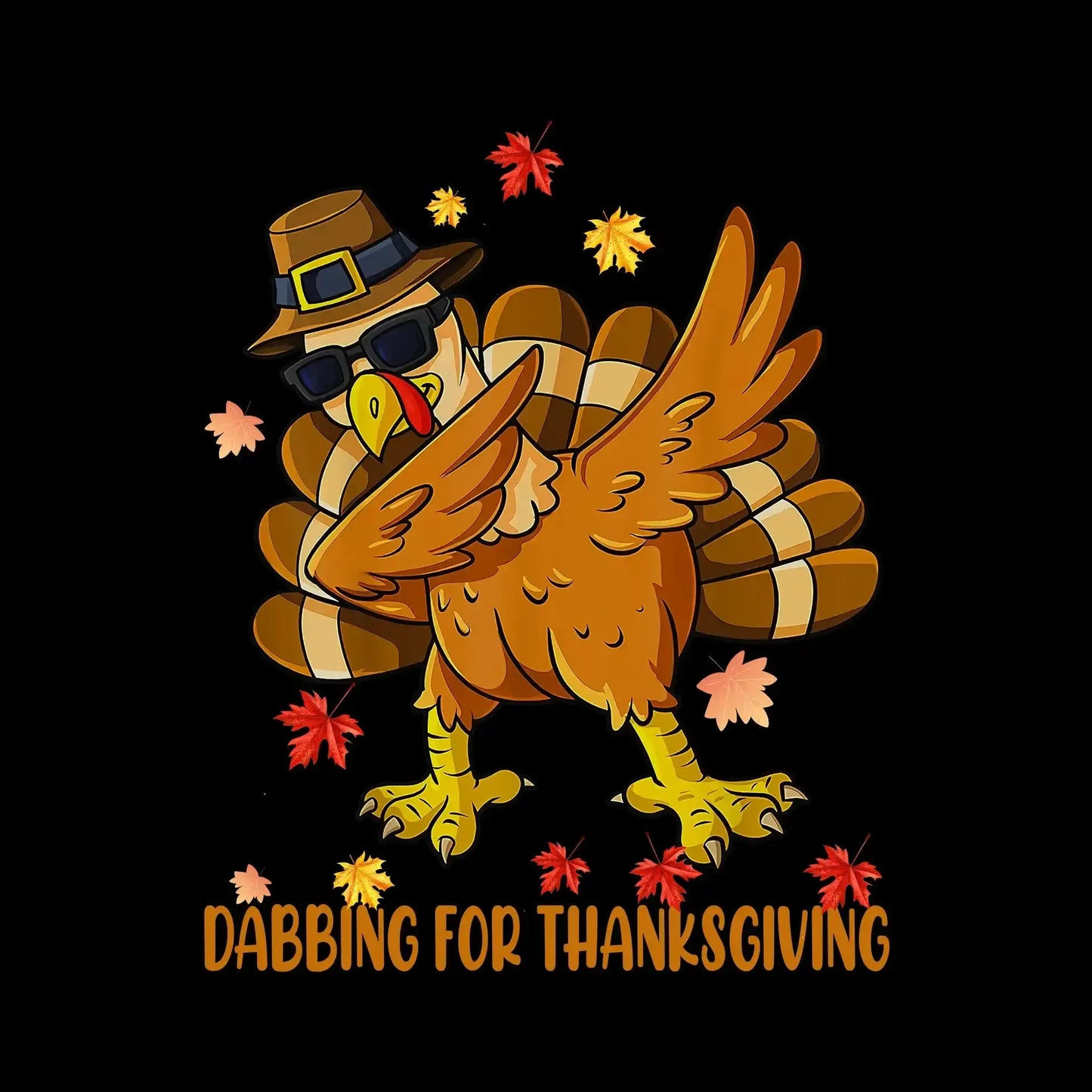 Dabbing For Thanksgiving - Thanksgiving Themed T-Shirt-Black-S-Custom One Express
