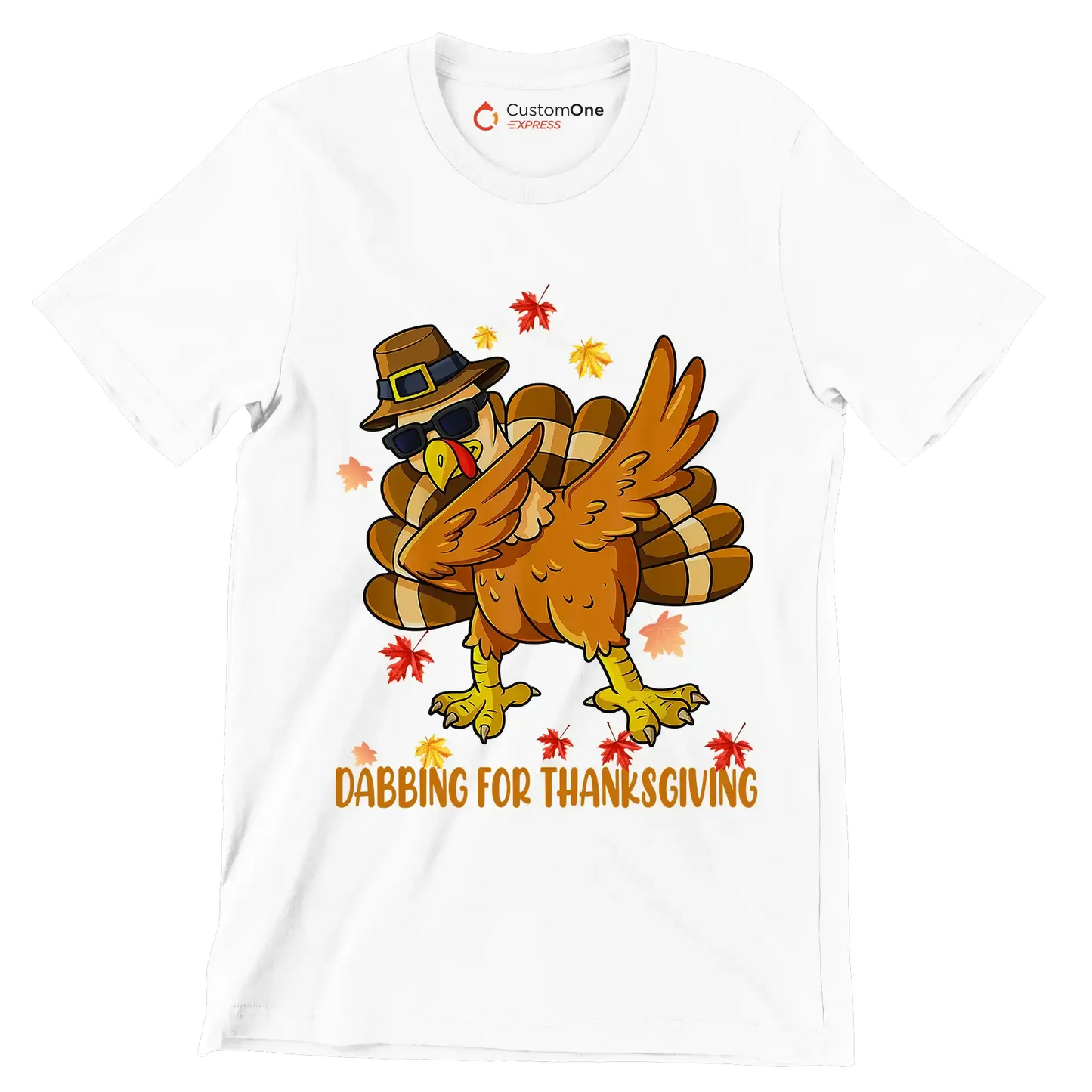 Dabbing For Thanksgiving - Thanksgiving Themed T-Shirt-White-S-Custom One Express