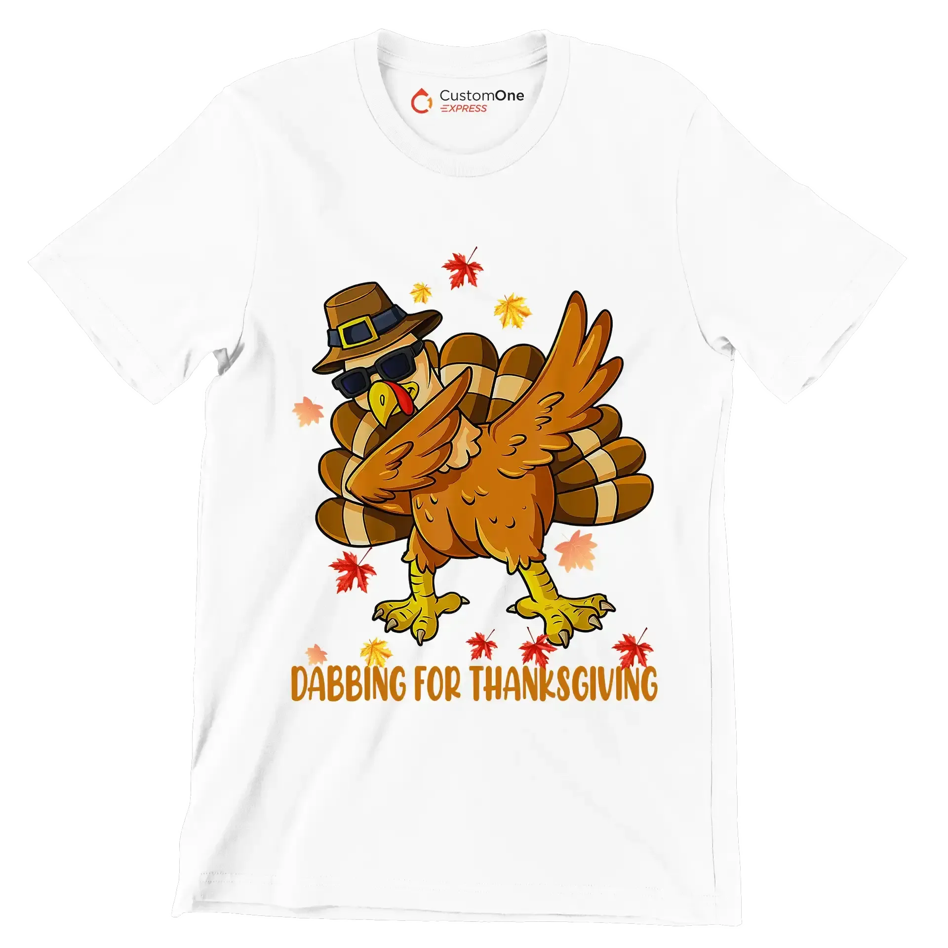 Dabbing For Thanksgiving - Thanksgiving Themed T-Shirt-White-S-Custom One Express