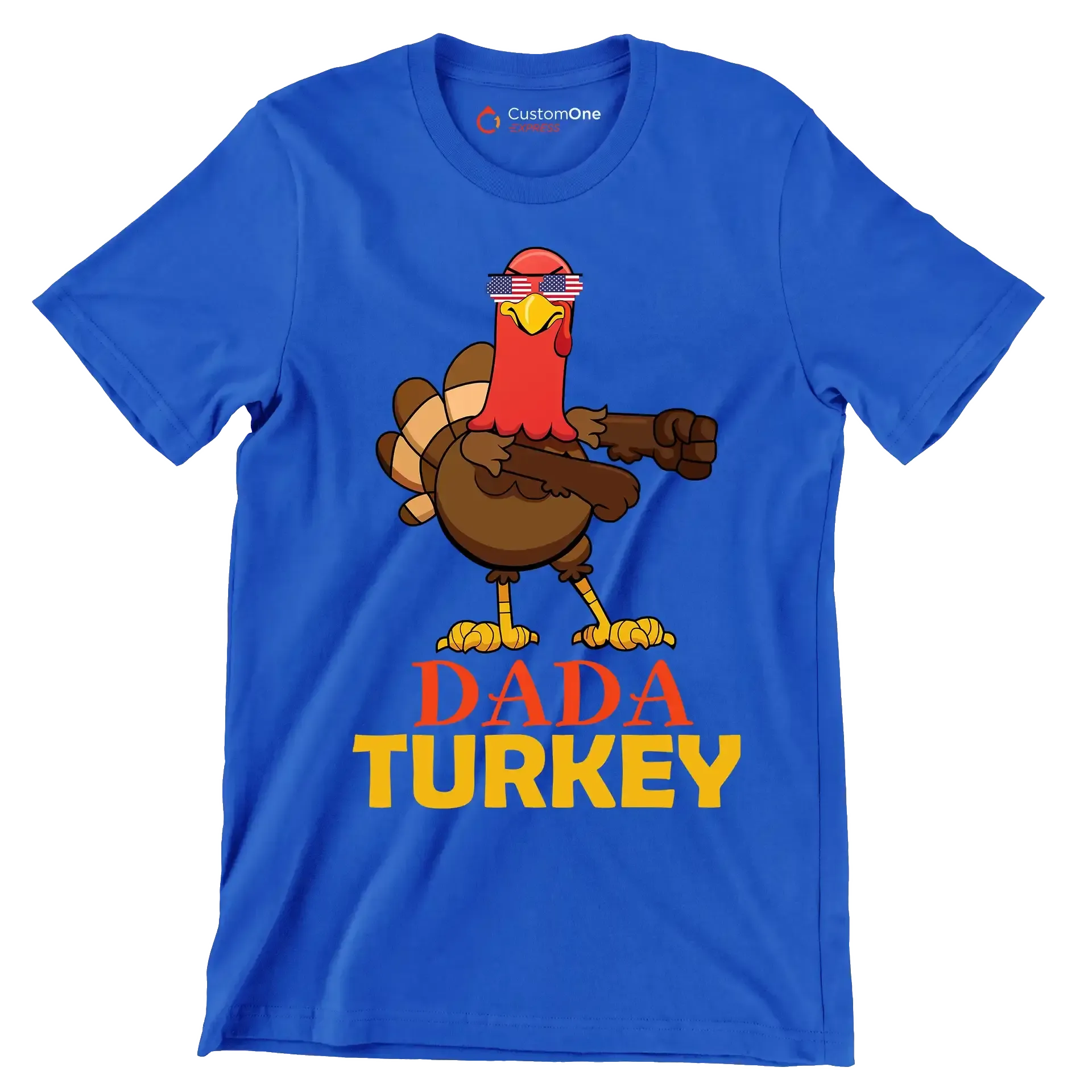 Dada Turkey - Thanksgiving Themed T-Shirt-Blue-S-Custom One Express