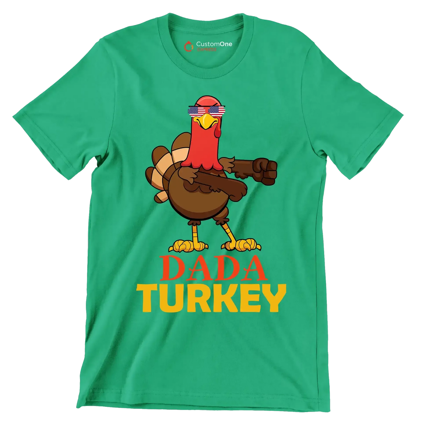 Dada Turkey - Thanksgiving Themed T-Shirt-Green-S-Custom One Express