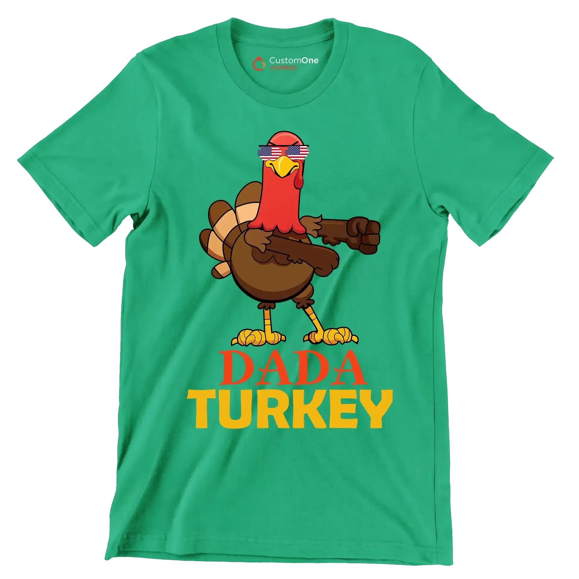 Dada Turkey - Thanksgiving Themed T-Shirt-Green-S-Custom One Express
