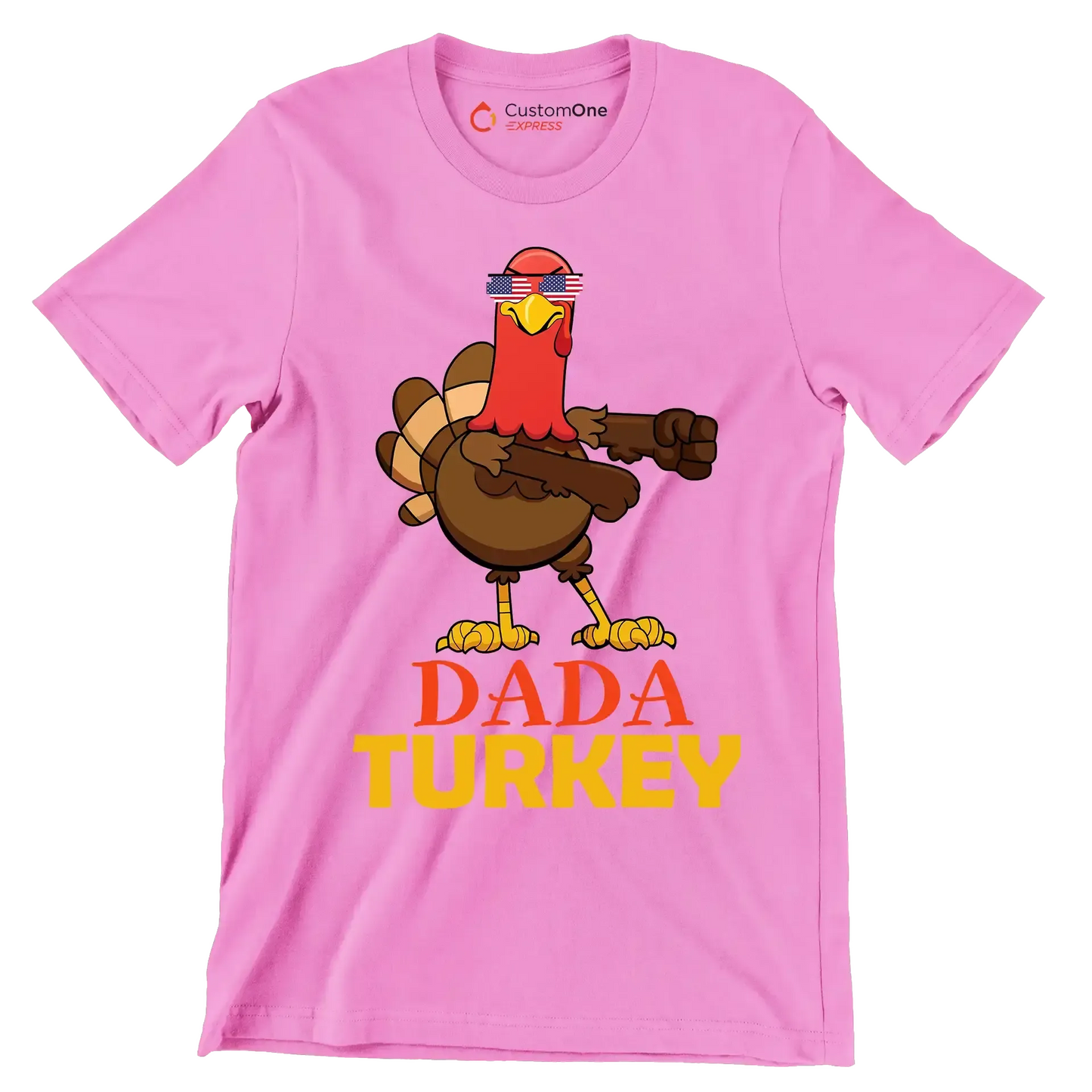 Dada Turkey - Thanksgiving Themed T-Shirt-Pink-S-Custom One Express