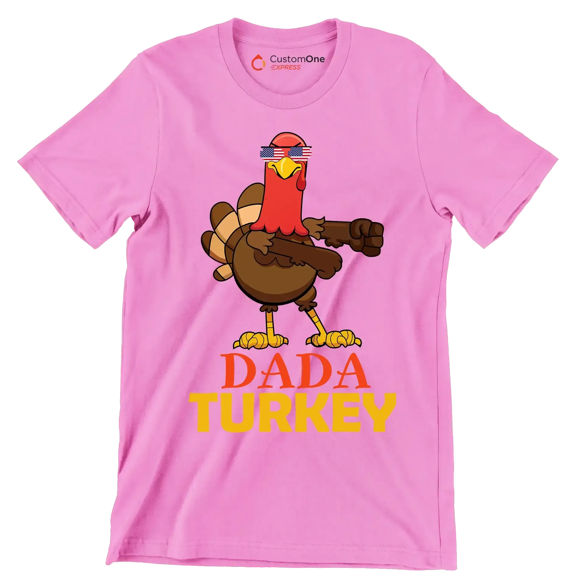 Dada Turkey - Thanksgiving Themed T-Shirt-Pink-S-Custom One Express