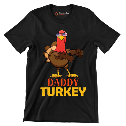 Daddy Turkey - Thanksgiving Themed T-Shirt-Black-S-Custom One Express