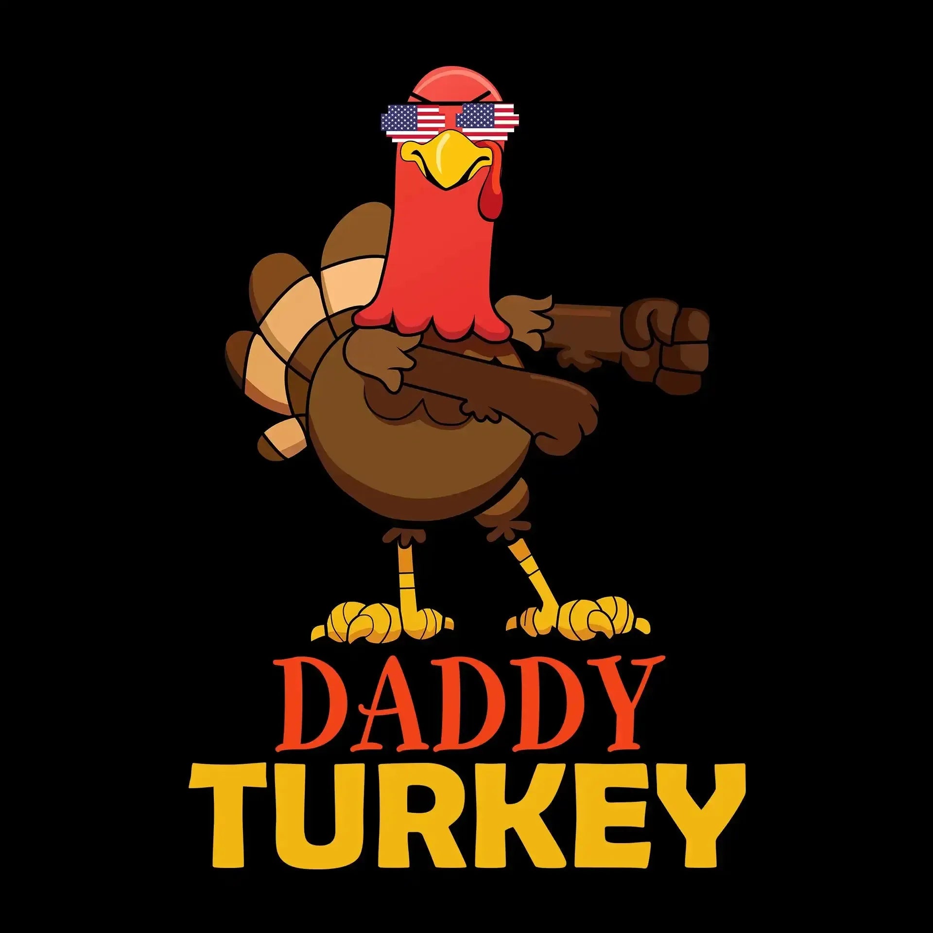Daddy Turkey - Thanksgiving Themed T-Shirt-Black-S-Custom One Express