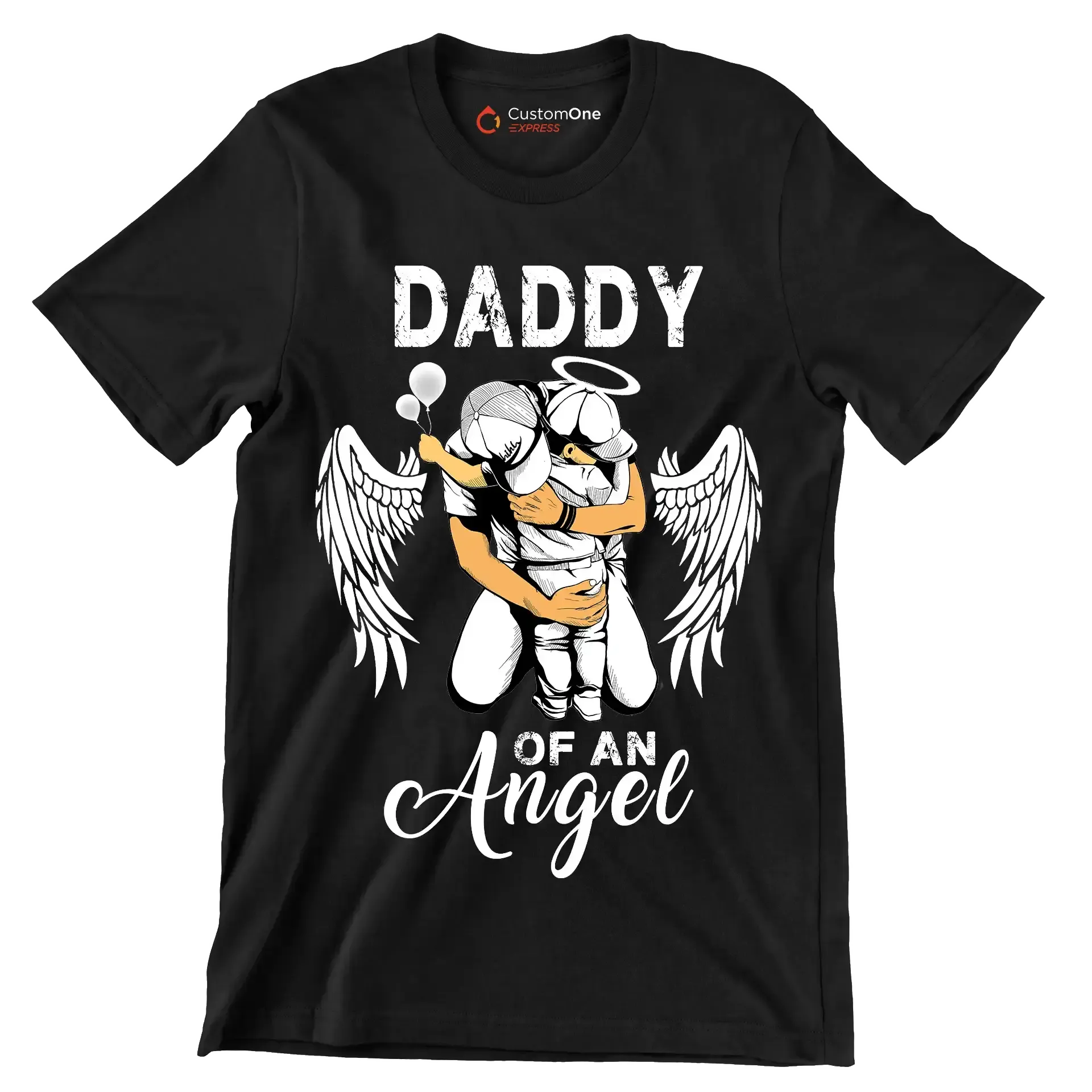 Daddy of an angel - Father’s Day T-Shirt-Black-S-Custom One Express