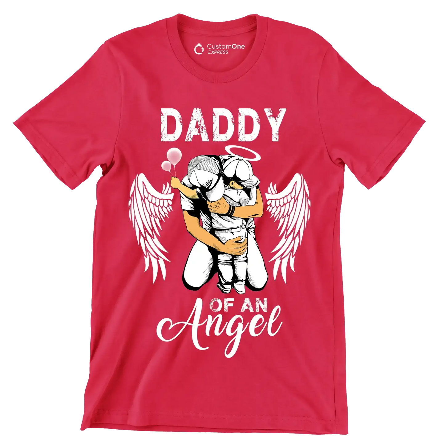 Daddy of an angel - Father’s Day T-Shirt-Red-S-Custom One Express