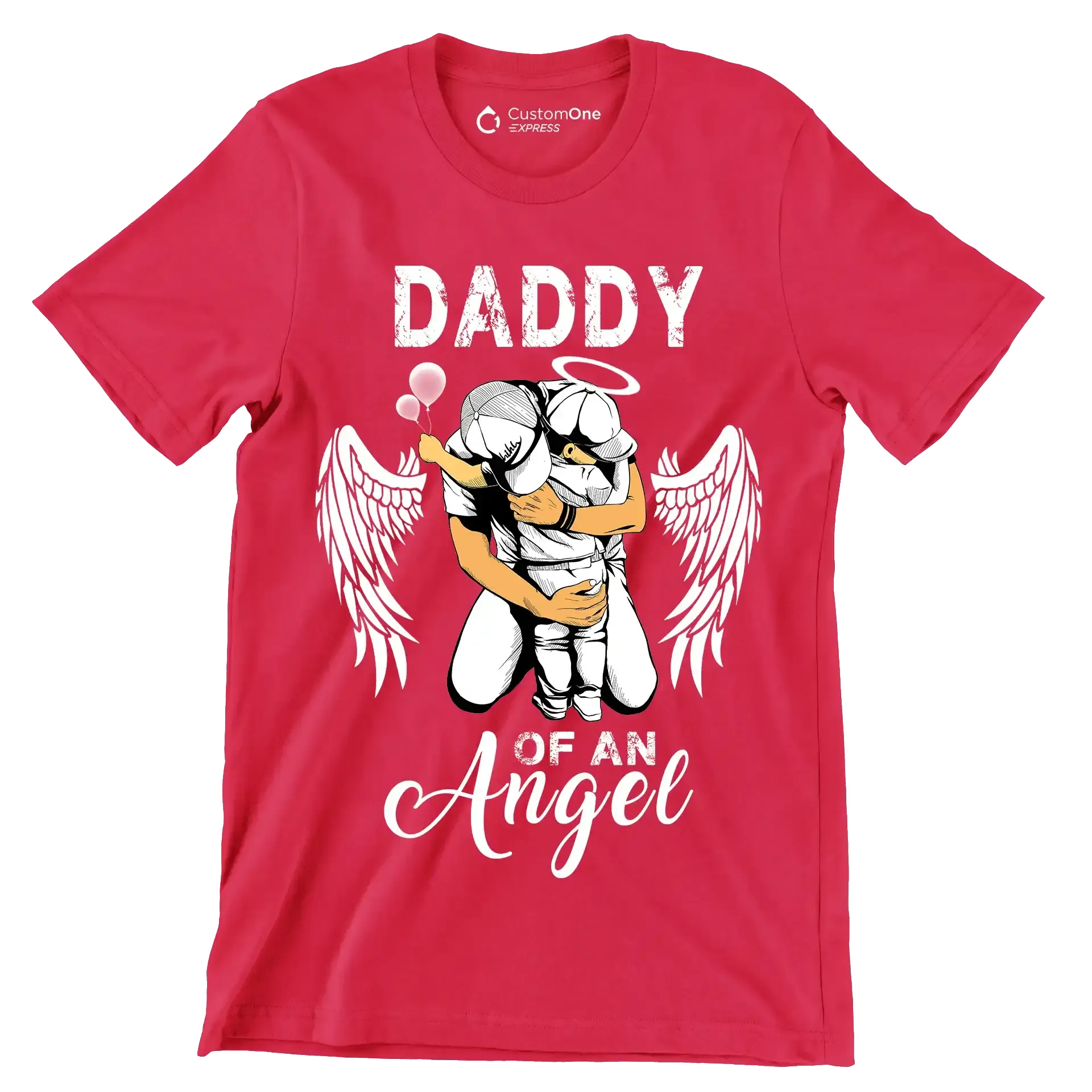 Daddy of an angel - Father’s Day T-Shirt-Red-S-Custom One Express