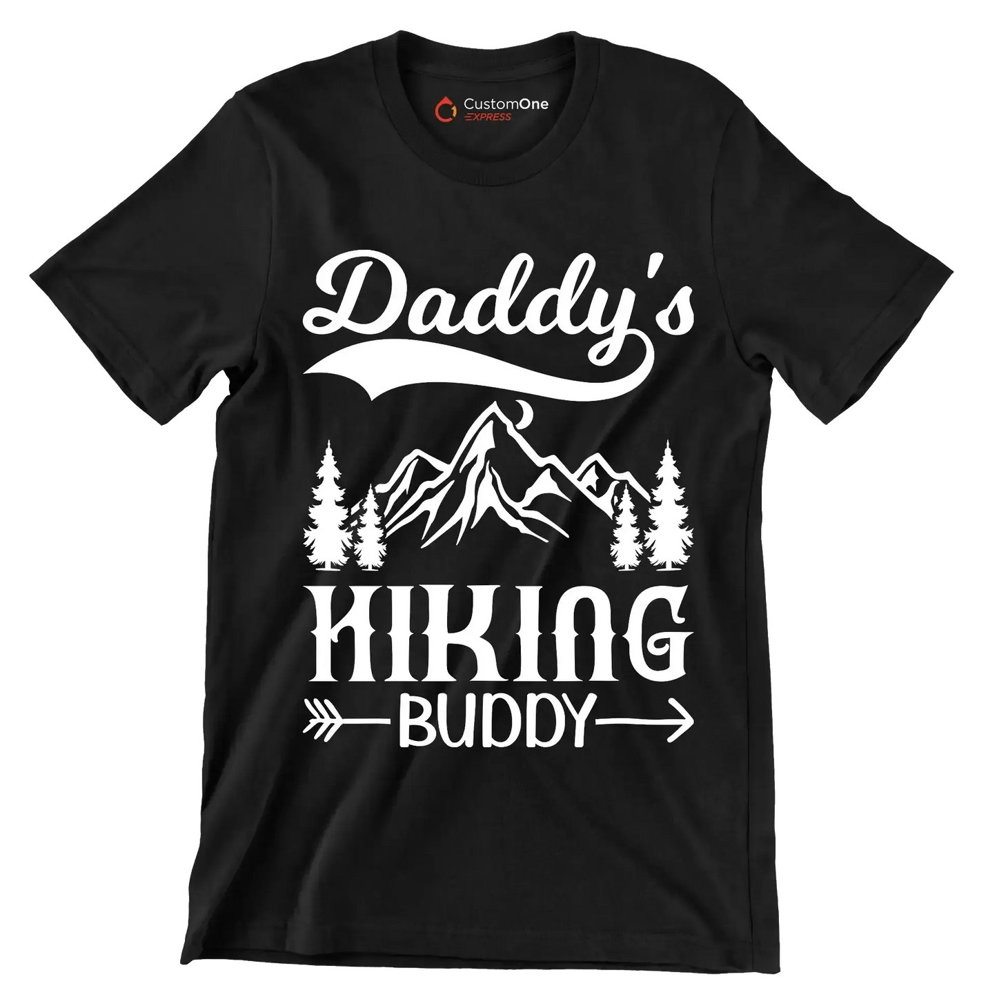 Daddy's Hiking Buddy - Hiking Themed T-Shirt-Black-S-Custom One Express