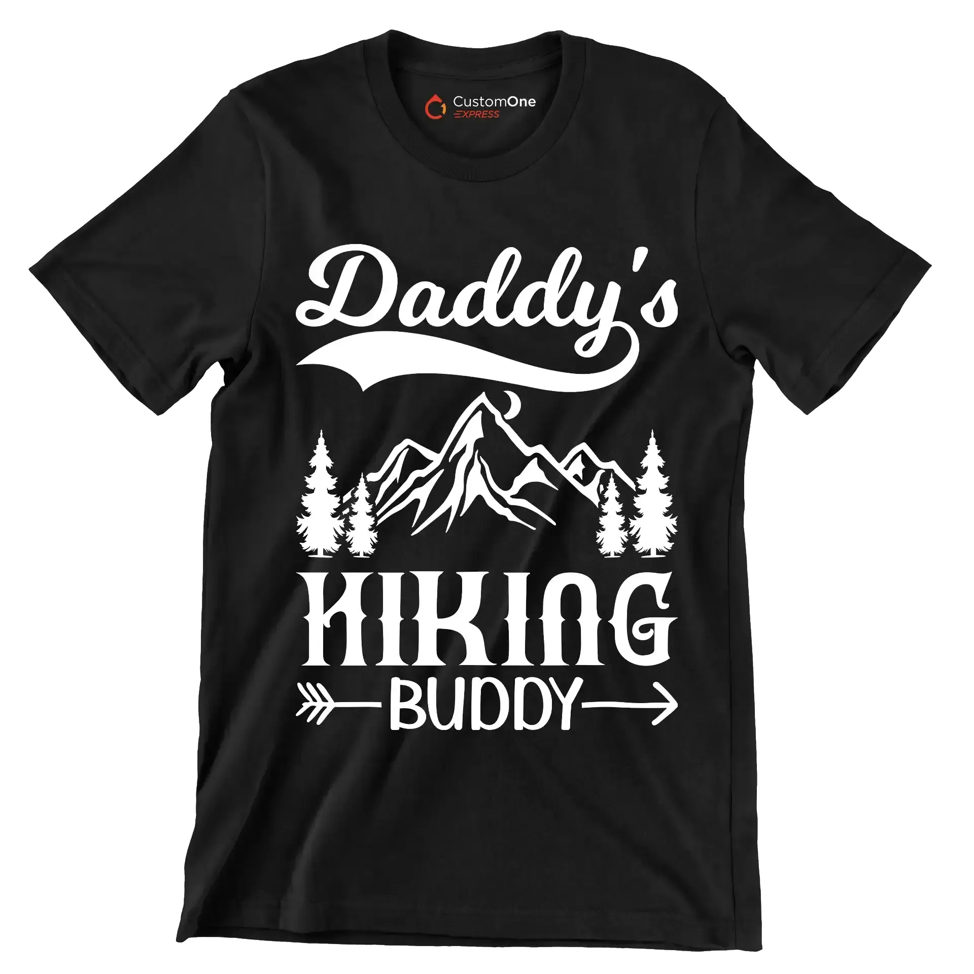 Daddy's Hiking Buddy - Hiking Themed T-Shirt-Black-S-Custom One Express