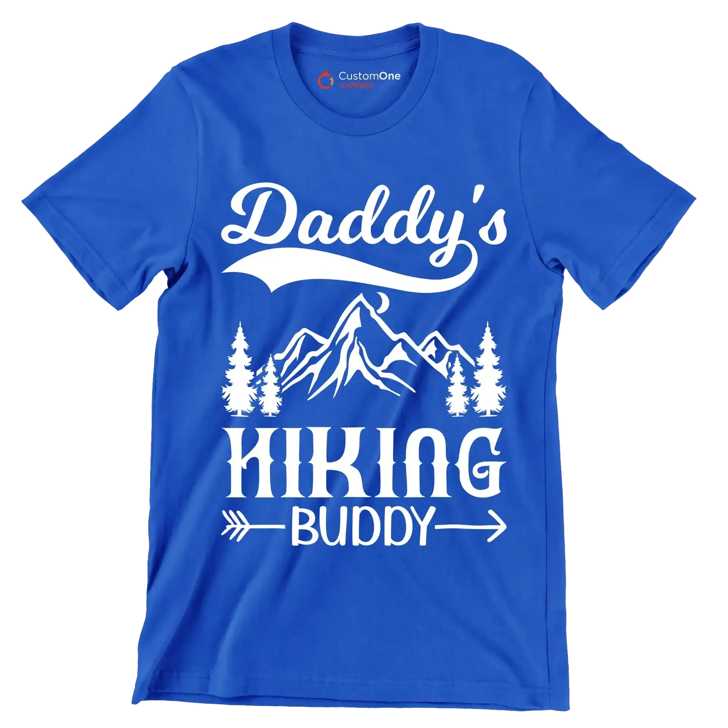 Daddy's Hiking Buddy - Hiking Themed T-Shirt-Blue-S-Custom One Express