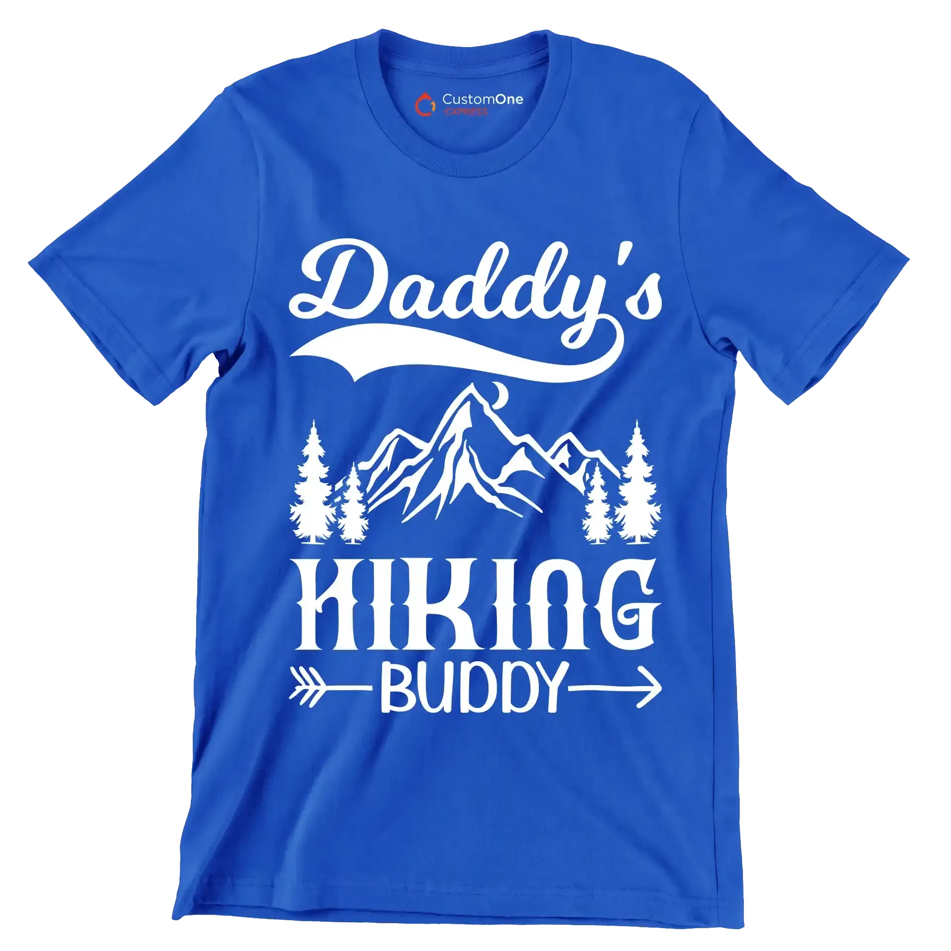 Daddy's Hiking Buddy - Hiking Themed T-Shirt-Blue-S-Custom One Express