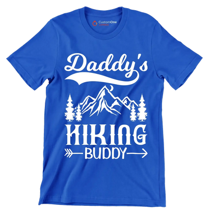 Daddy's Hiking Buddy - Hiking Themed T-Shirt-Blue-S-Custom One Express